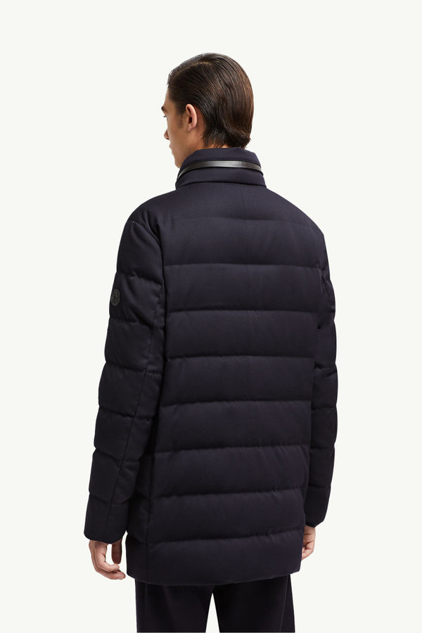Vallonpierre Hooded Long Down Jacket Men Night Blue Moncler 4