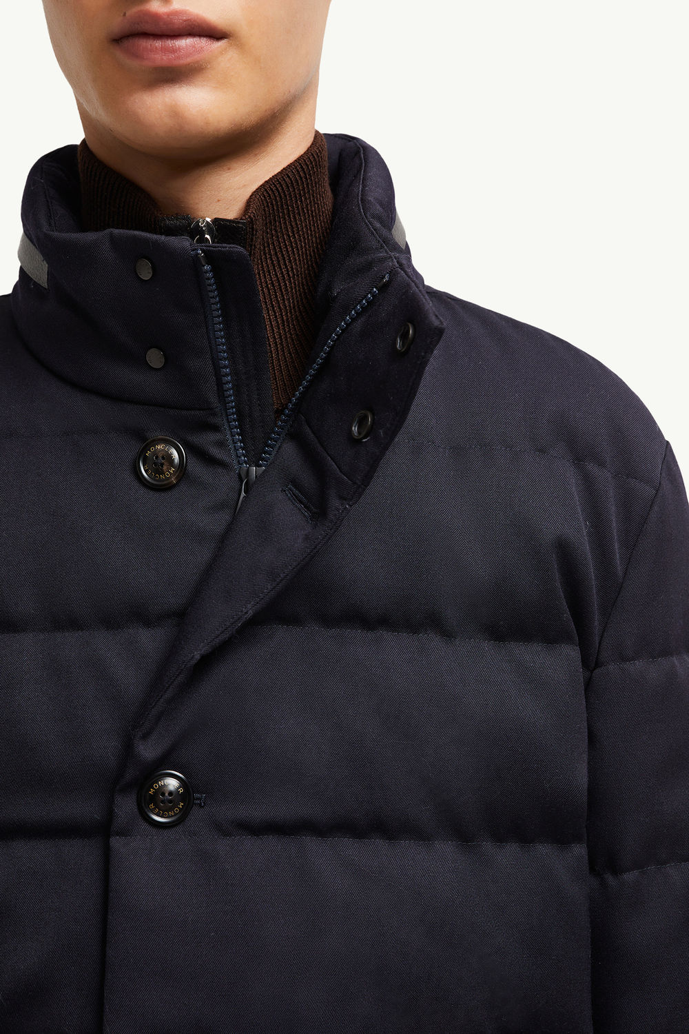 Vallonpierre Hooded Long Down Jacket Men Night Blue Moncler 7