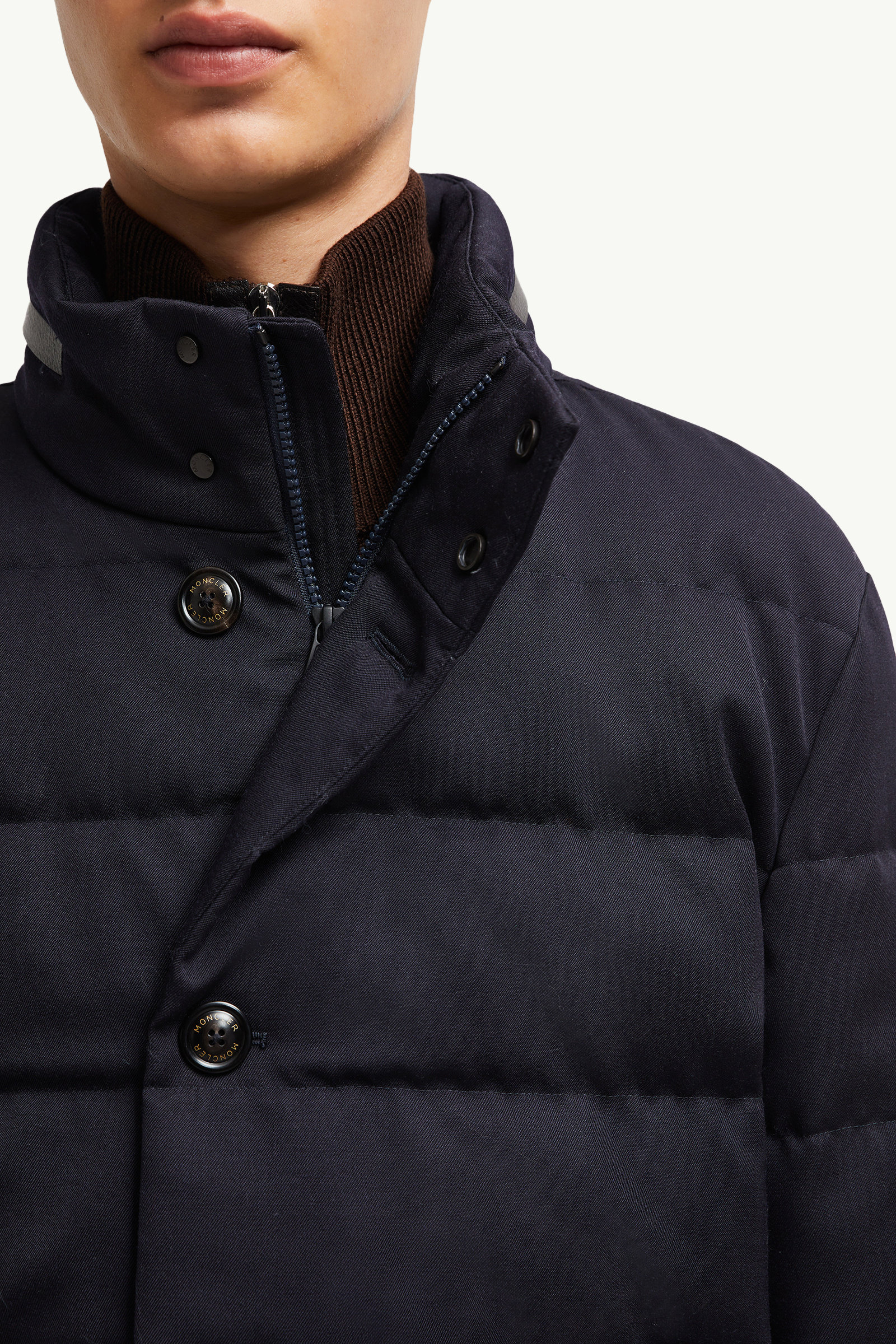 Vallonpierre Hooded Long Down Jacket Men Night Blue Moncler 7