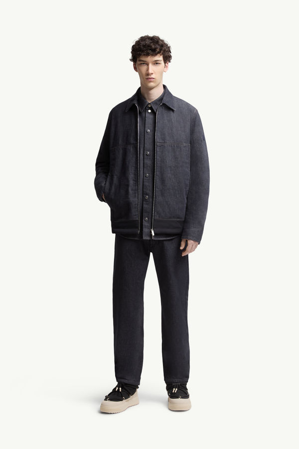 Ormoy Denim Down Shirt Jacket Men Denim Blue Moncler 0