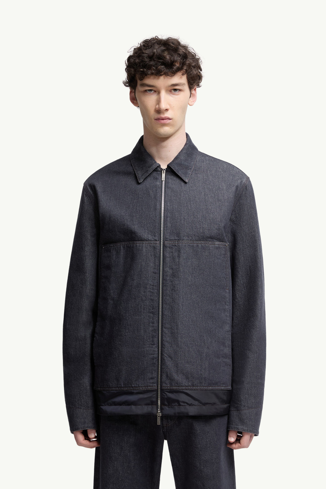 Ormoy Denim Down Shirt Jacket Men Denim Blue Moncler 3