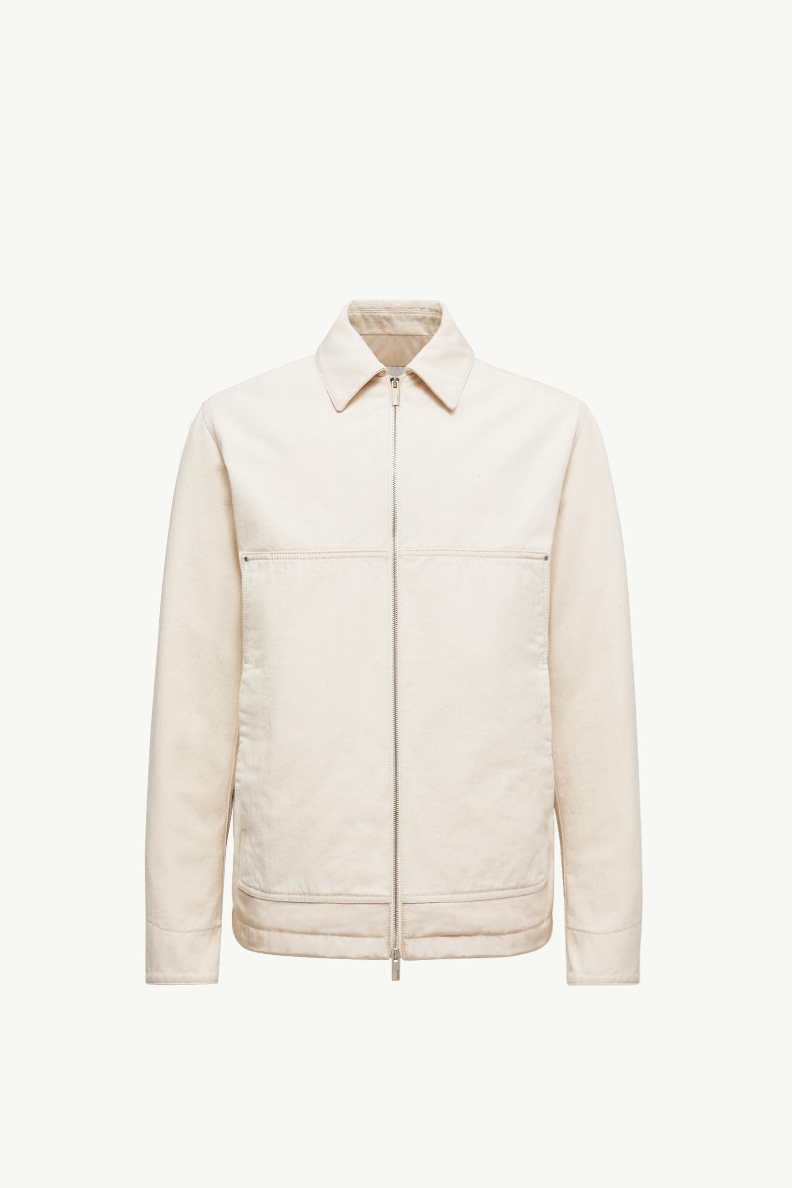White Ivory Ormoy Denim Down Shirt Jacket - Short Down Jackets for