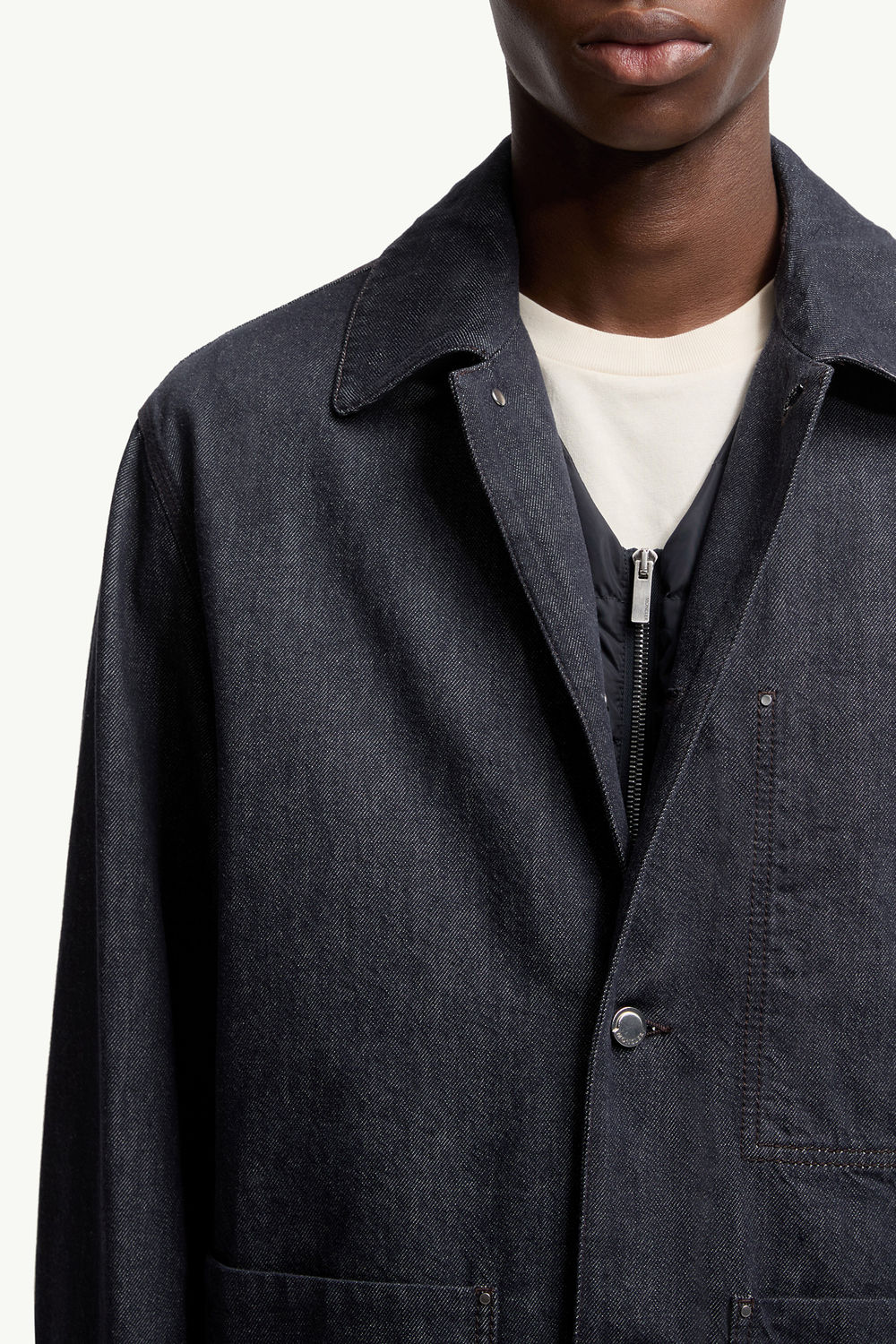 Forets 3-in-1 Denim Down Shirt Jacket Men Denim Blue Moncler 7