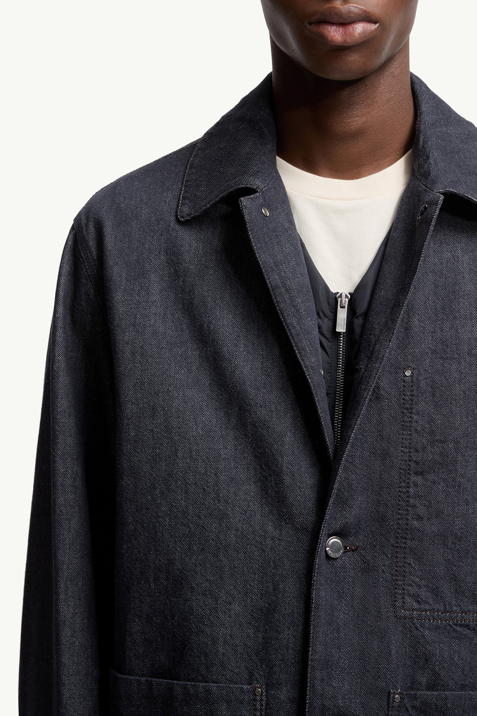 Forets 3-in-1 Denim Down Shirt Jacket Men Denim Blue Moncler 7