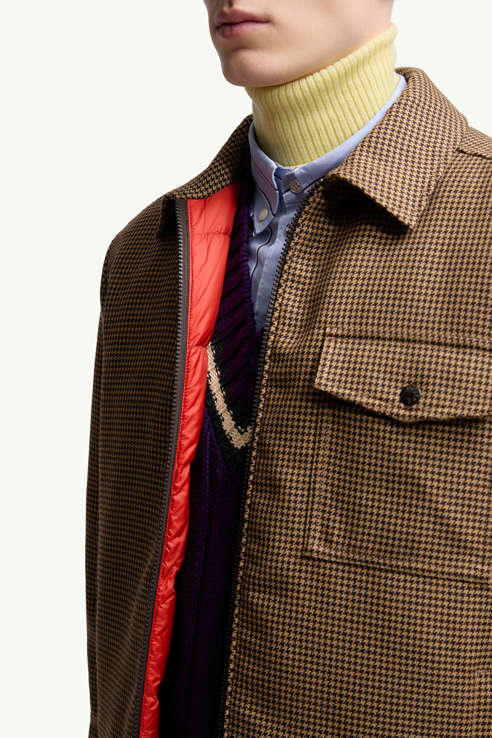 Escaut Wool Down Shirt Jacket Men Brown Moncler 5