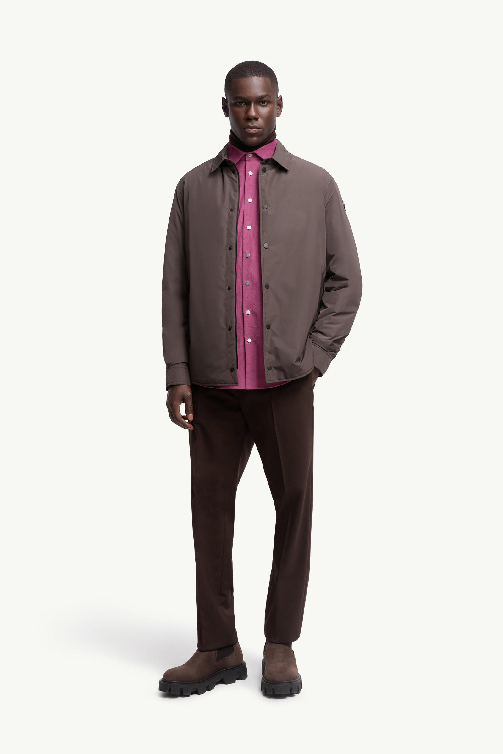 Gascogne Water-Repellent Down Shirt Jacket Men Brown Moncler 0