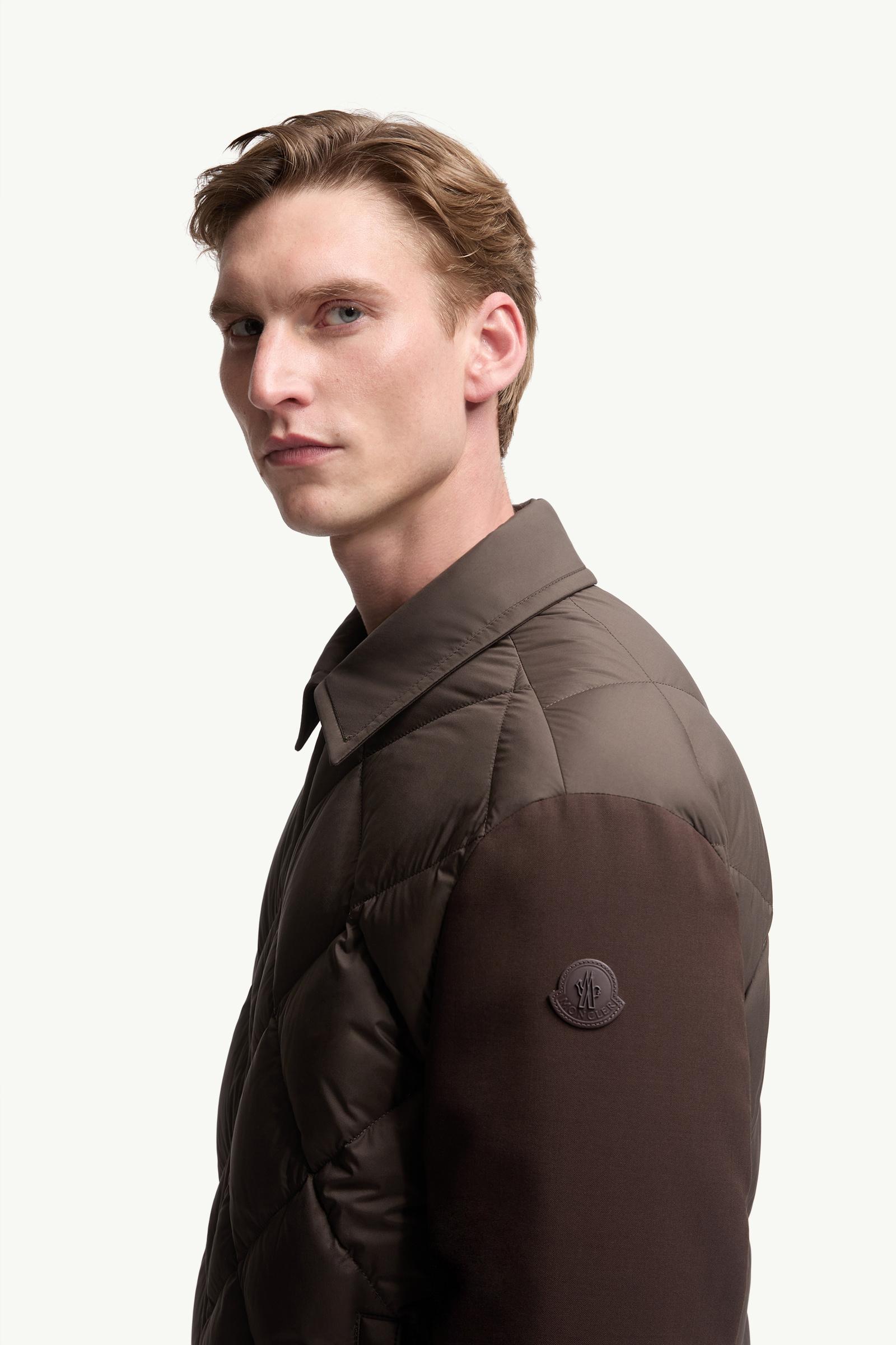 Aiguille Diamond-Quilted Down Shirt Jacket Men Brown Moncler 1