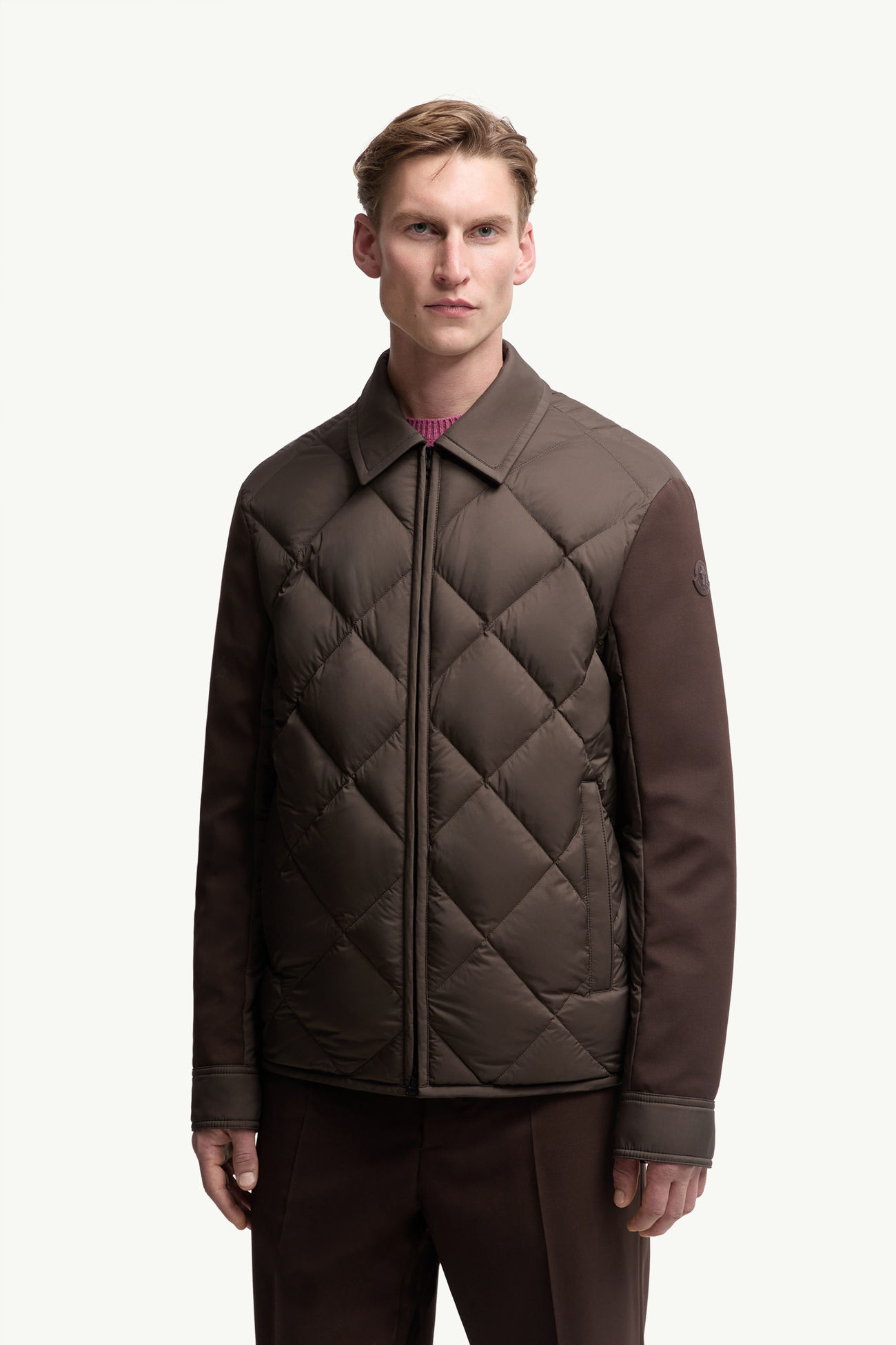 Giacca Camicia Trapuntata a Diamante Aiguille Uomo Marrone Moncler 3