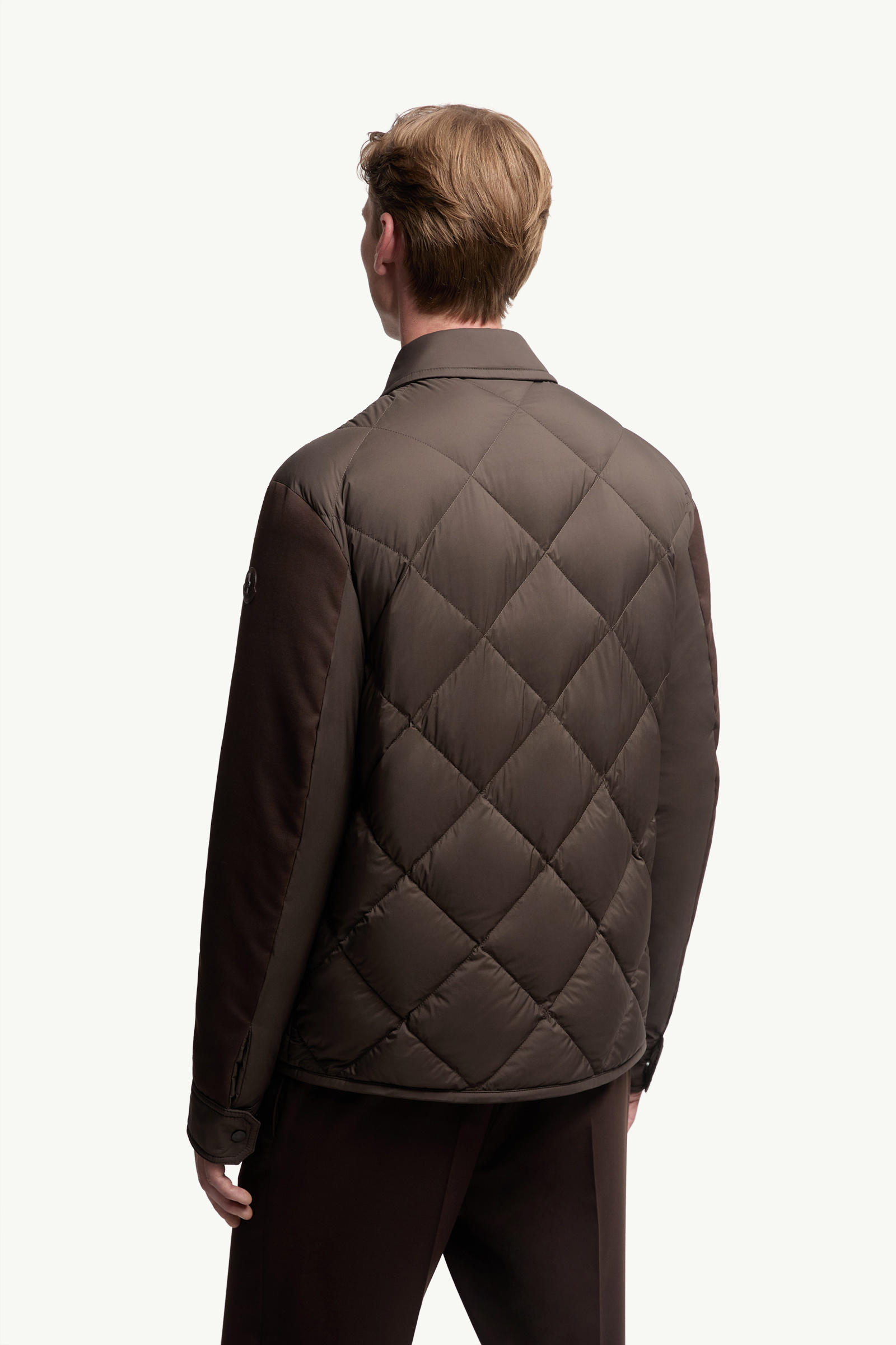 Aiguille Diamond-Quilted Down Shirt Jacket Men Brown Moncler 4