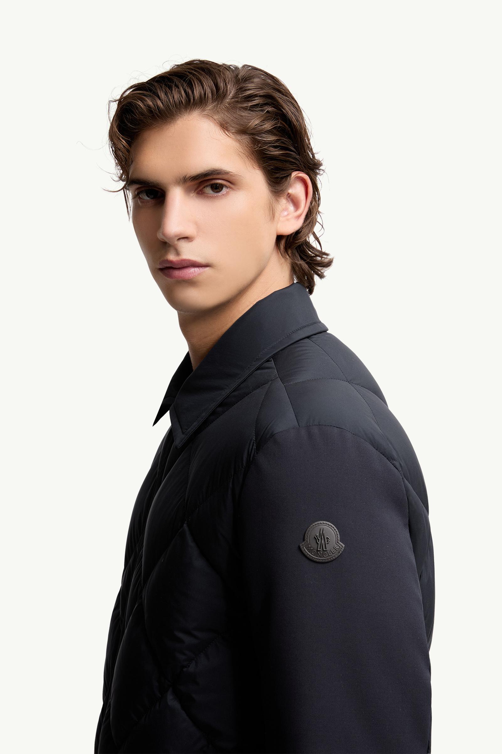 Aiguille Diamond-Quilted Down Shirt Jacket Men Blue Moncler 1