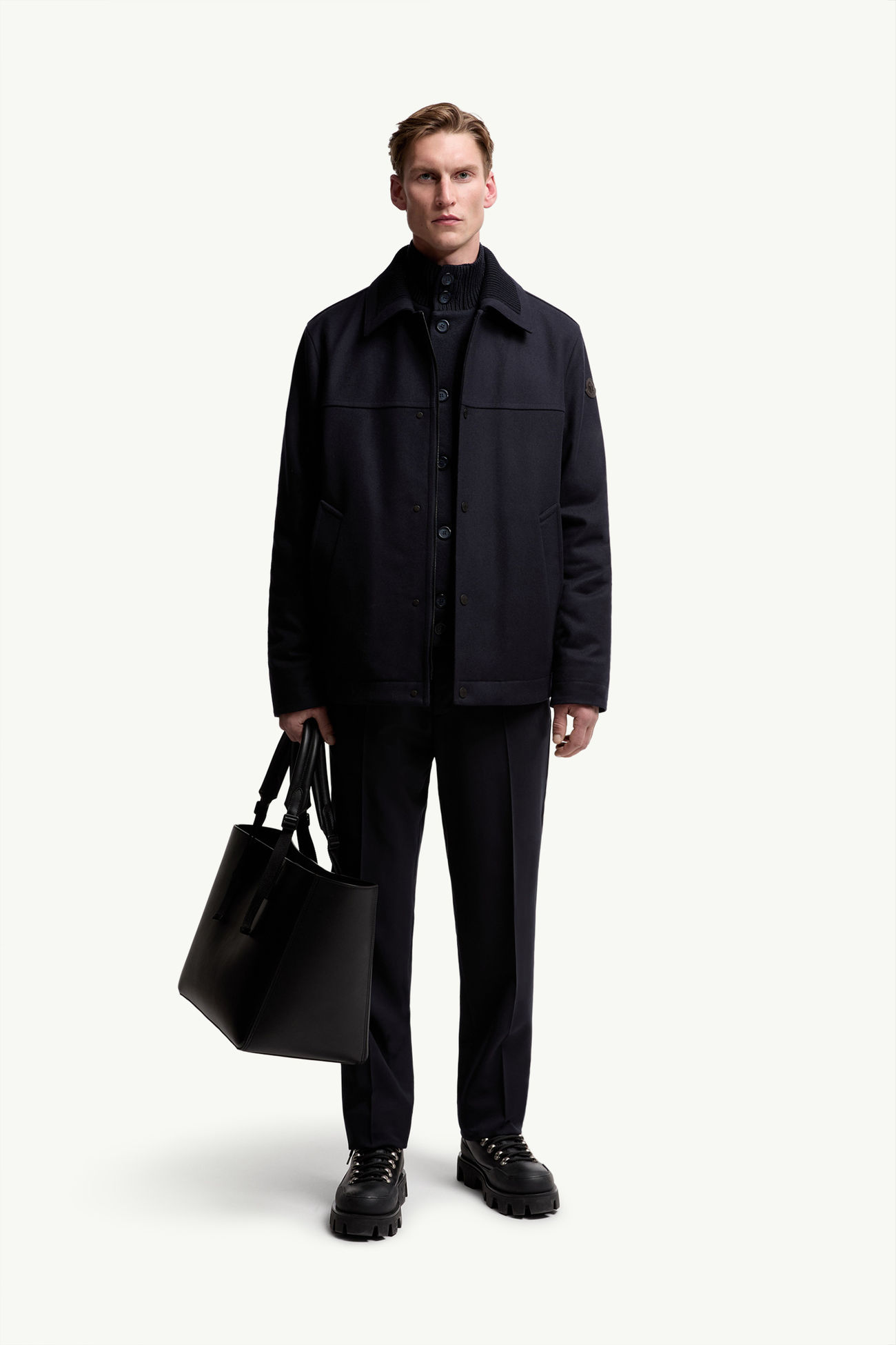 Emilion Wool Blend Shirt Jacket Men Navy Blue Moncler 0