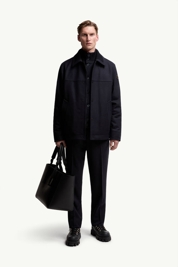 Emilion羊毛混紡連帽短身羽絨外套 男士 海軍藍色 Moncler 0