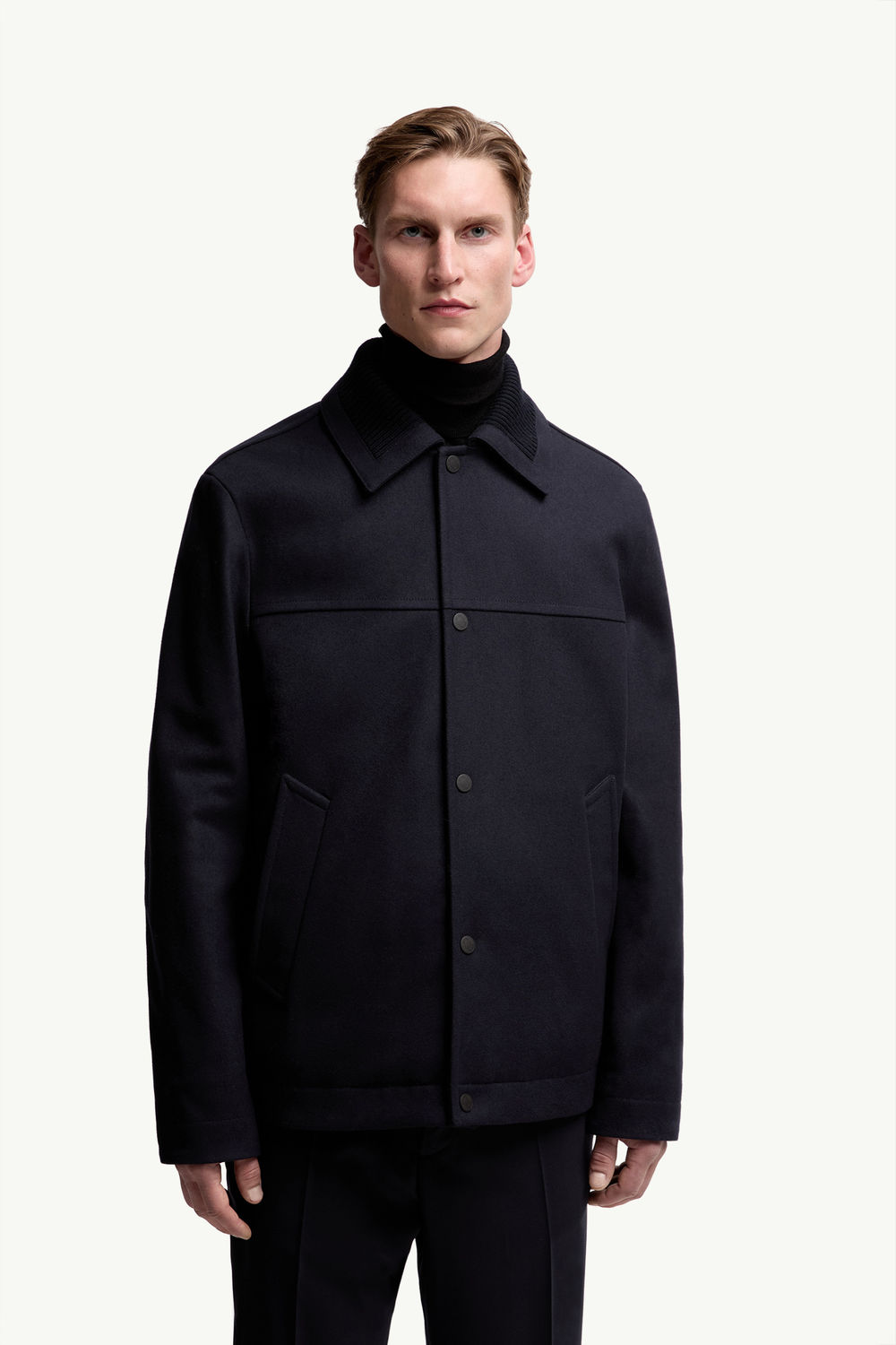 Emilion Wool Blend Shirt Jacket Men Navy Blue Moncler 3