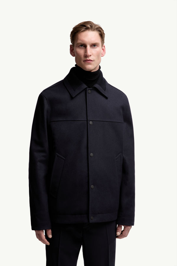 Emilion羊毛混紡連帽短身羽絨外套 男士 海軍藍色 Moncler 3