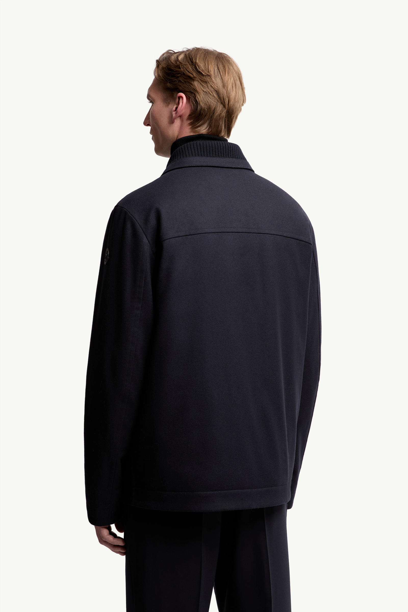 Emilion Wool Blend Hooded Short Down Jacket Men Navy Blue Moncler 4