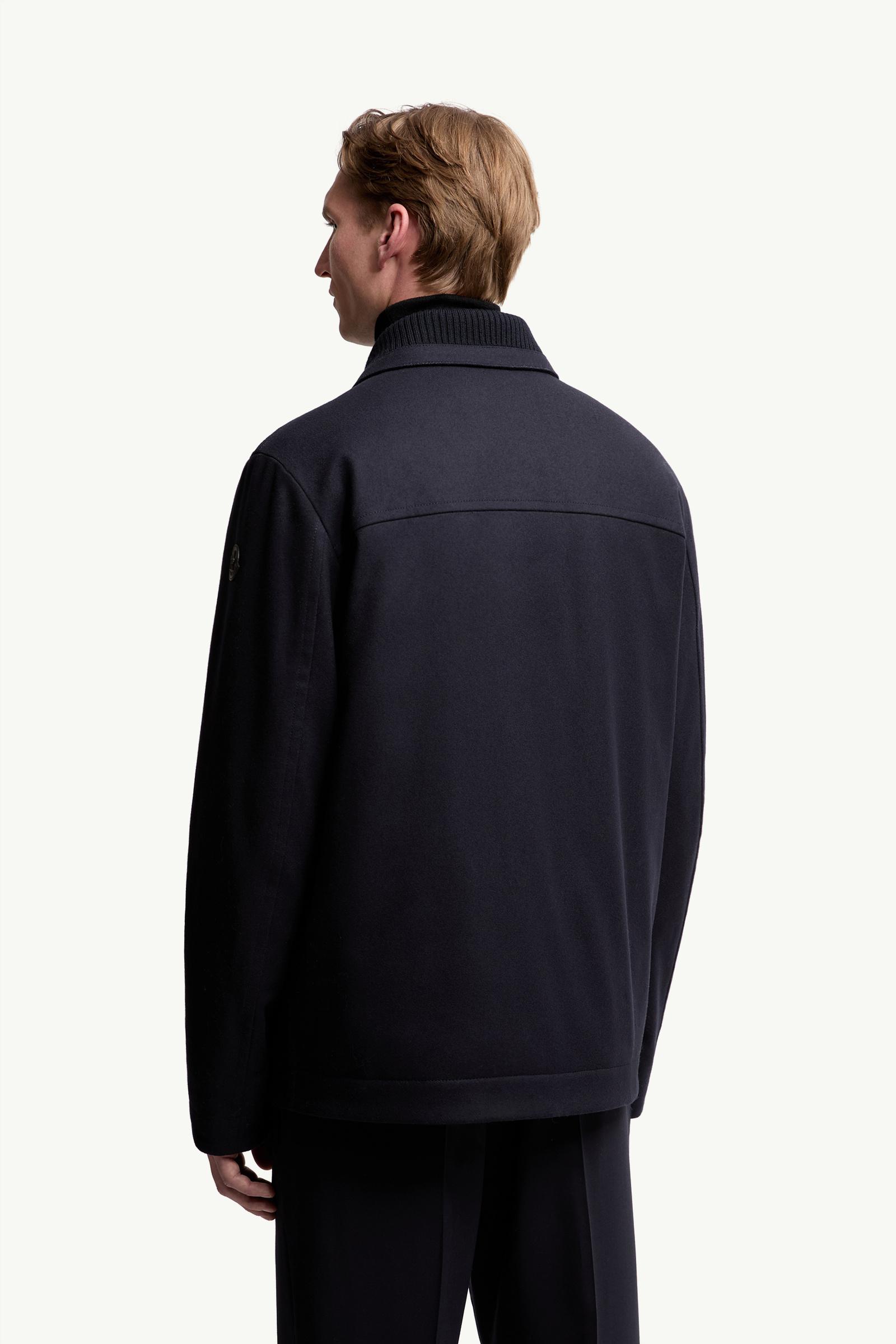 Navy Blue Emilion Wool Blend Shirt Jacket - Short Down Navy Blue Emilion Wool Blend Shirt Jacket - Short Down