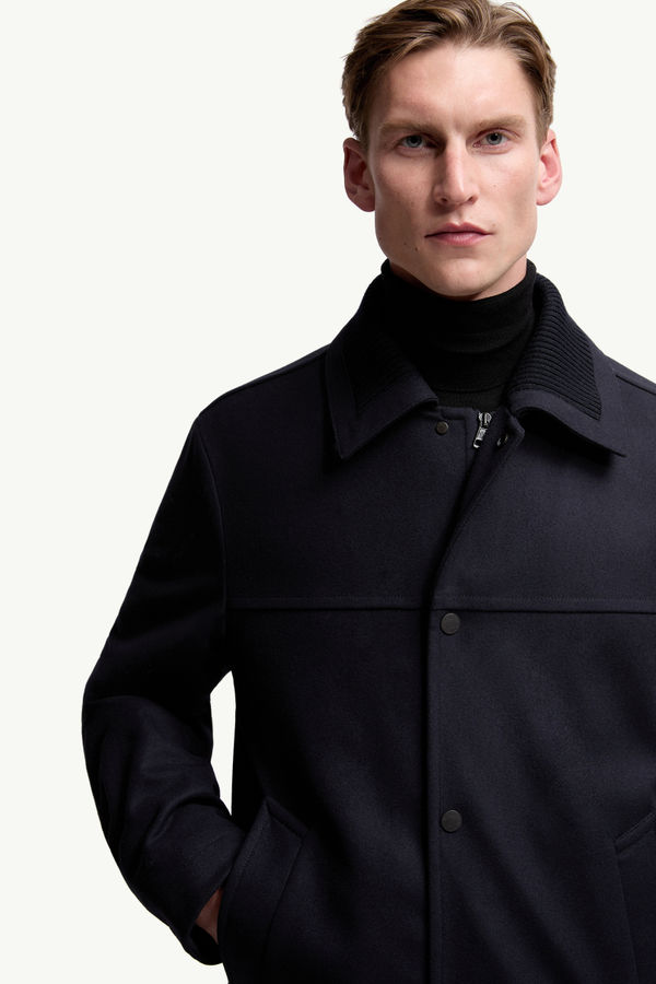 Emilion羊毛混紡連帽短身羽絨外套 男士 海軍藍色 Moncler 5