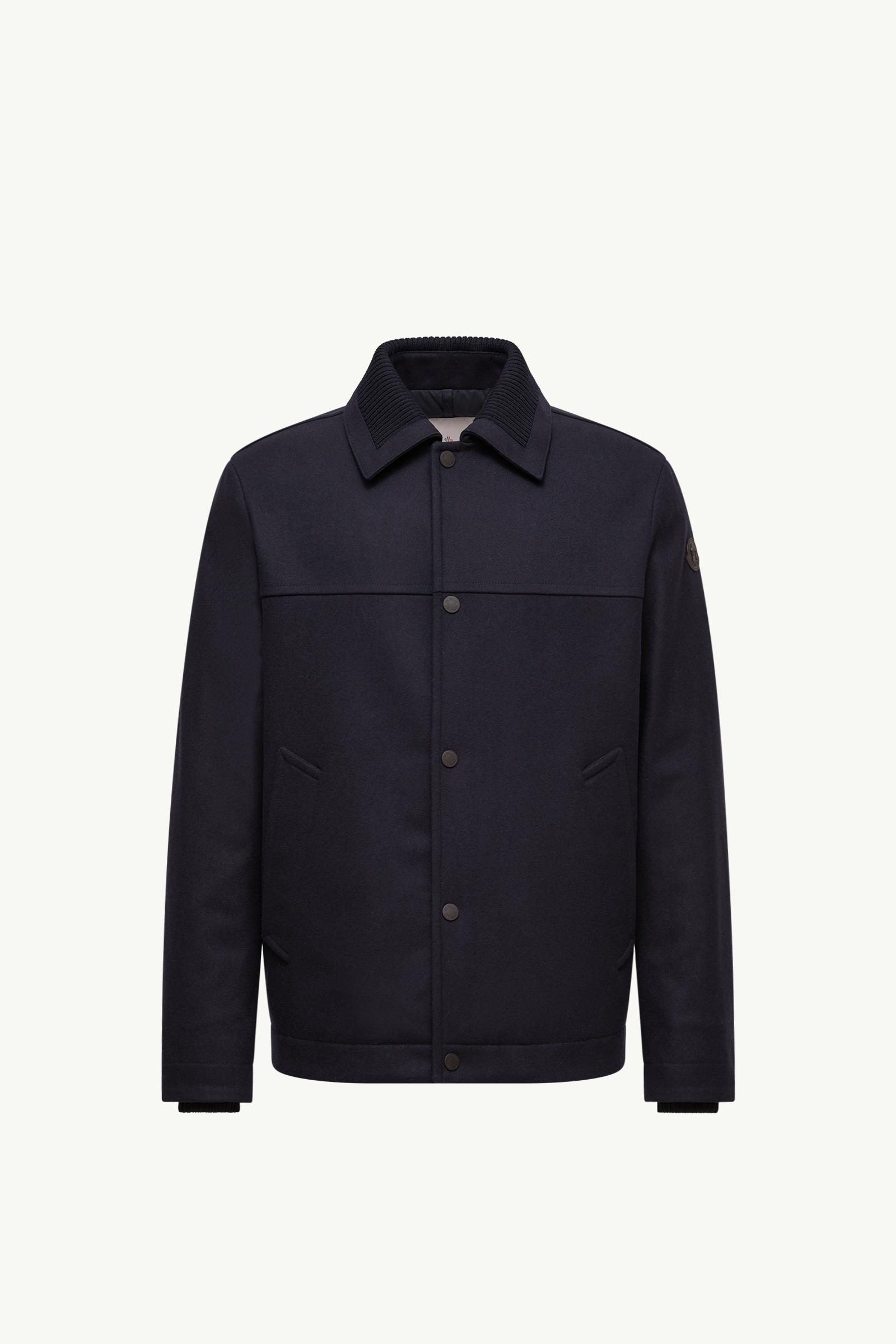 Navy Blue Emilion Wool Blend Shirt Jacket - Short Down