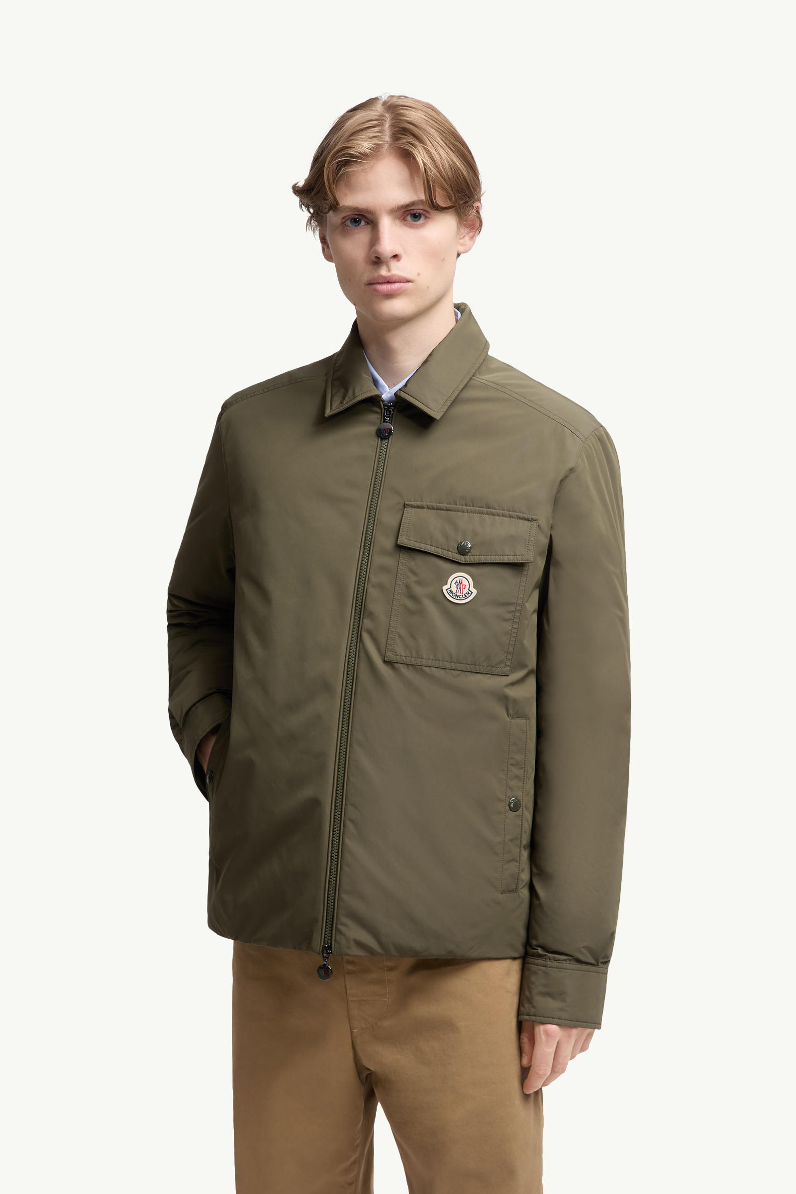 Vigeon Down Shirt Jacket Men Olive Green Moncler 3