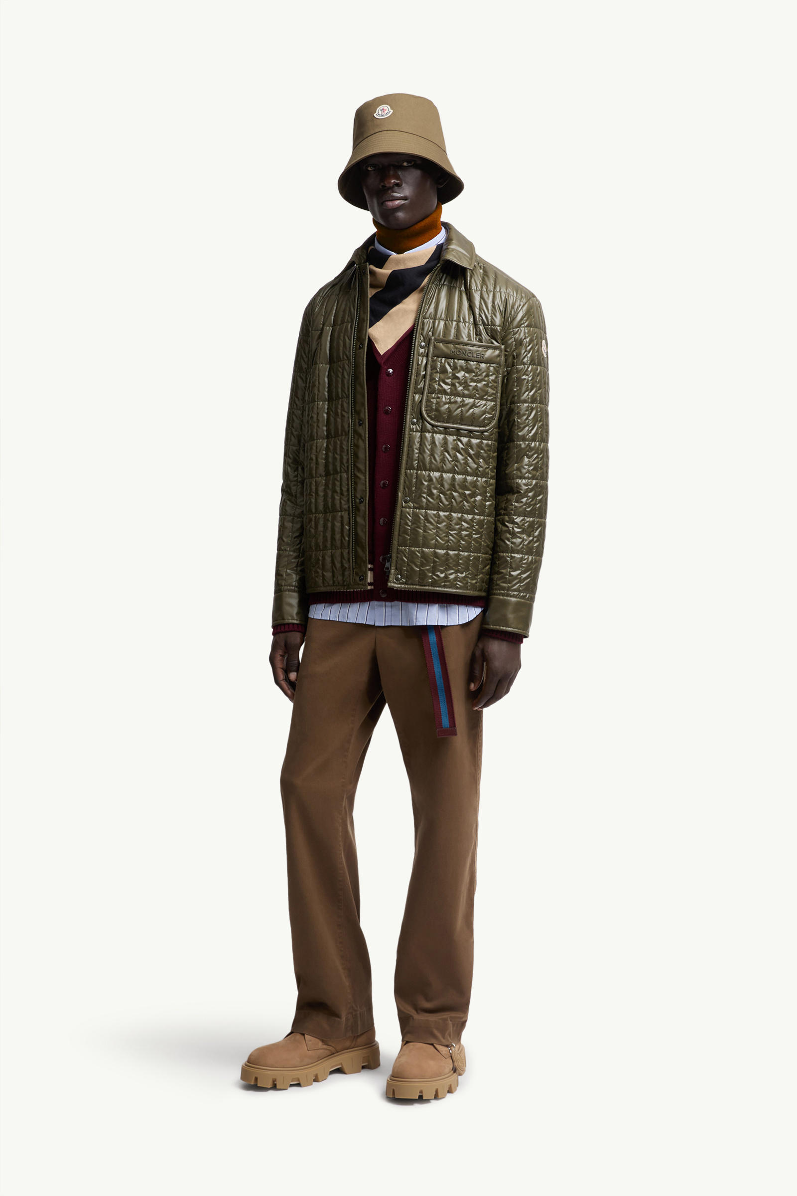 Veste-chemise à matelassage vertical Madiere Hommes Vert Olive Moncler 0