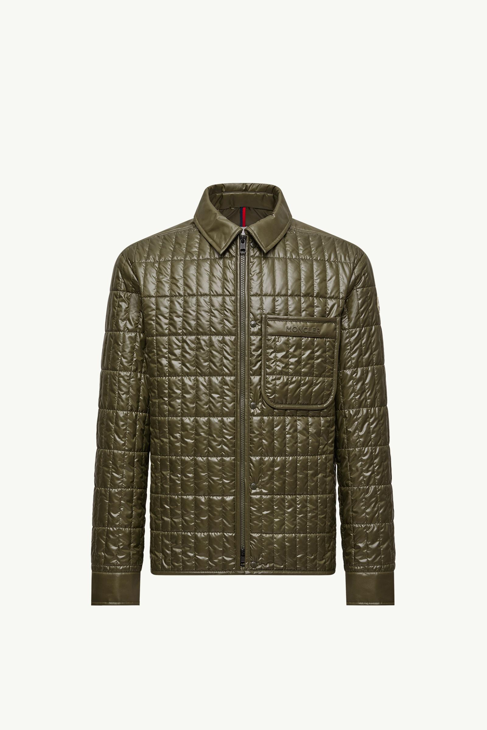 MONCLER ミリタリージャケット オリーブ Olive Green Madiere Vertical-Quilted Padded Shirt Jacket