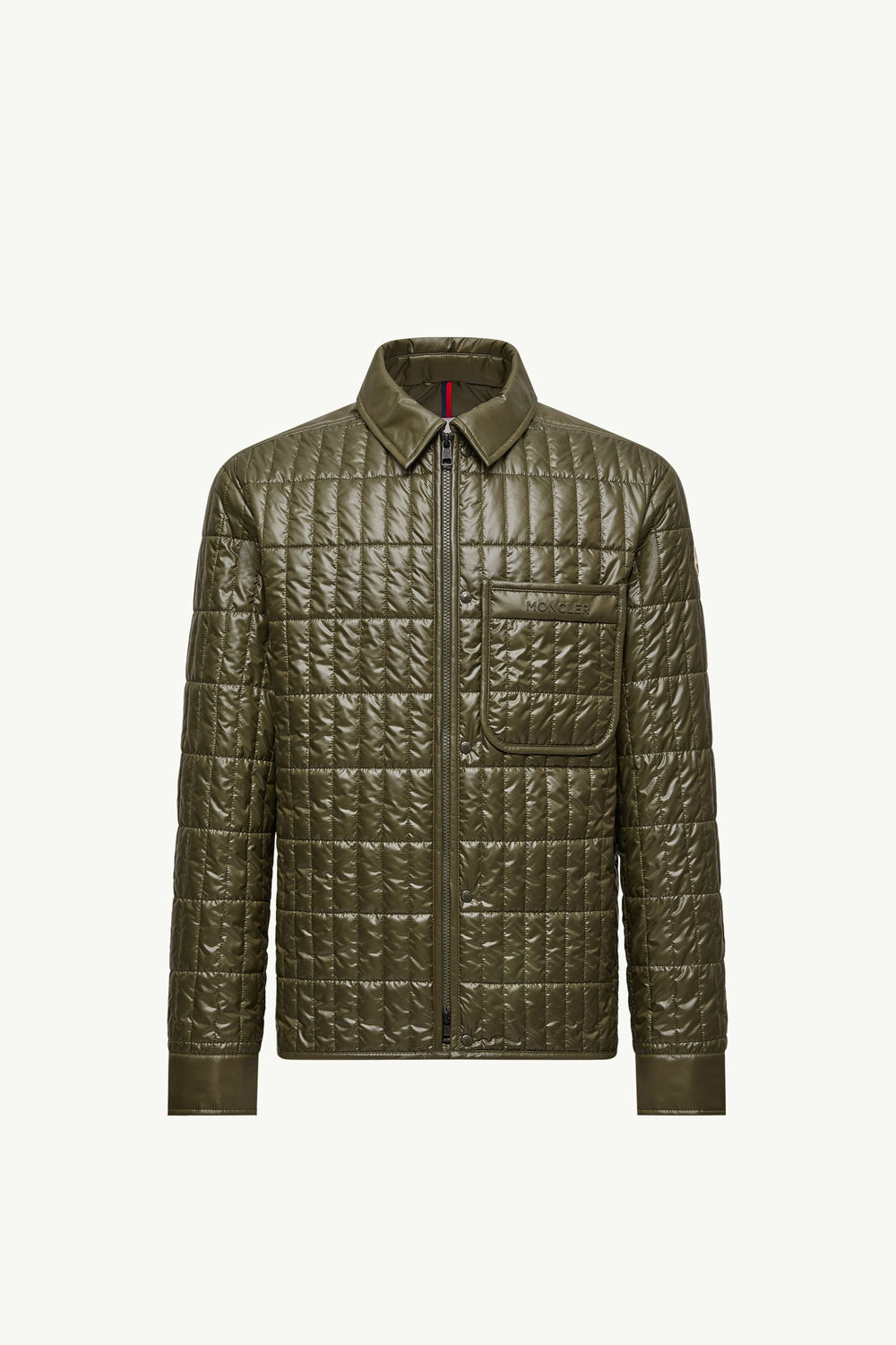 Madiere Vertical-Quilted Padded Shirt Jacket Men Olive Green Moncler 2