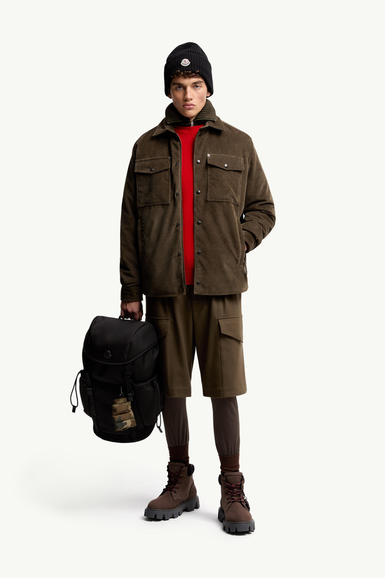Ambroisie Corduroy Down Shirt Jacket Men Brown Moncler 0