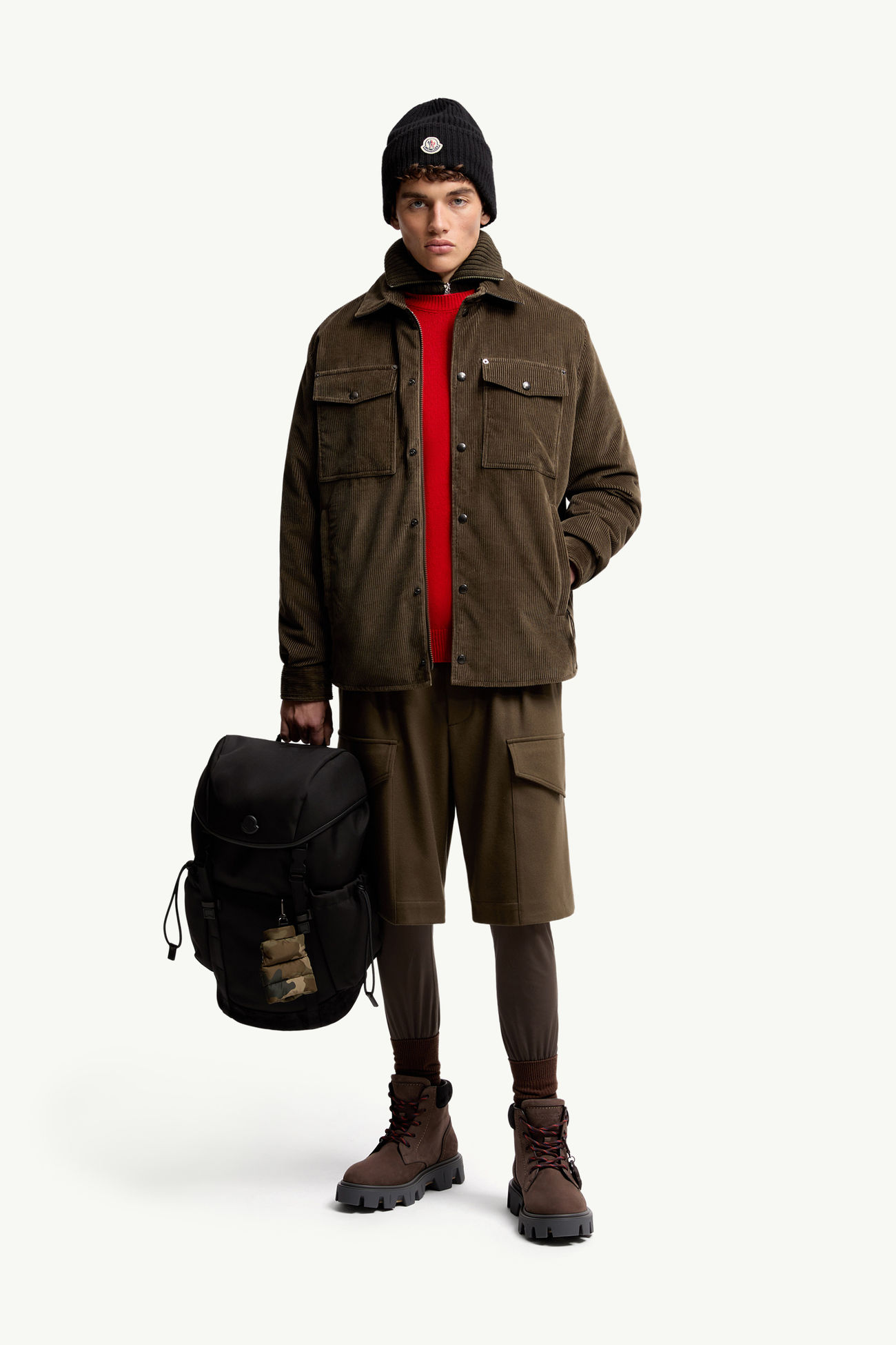 Veste-chemise matelassée Ambroisie en velours côtelé Hommes Marron Moncler 0