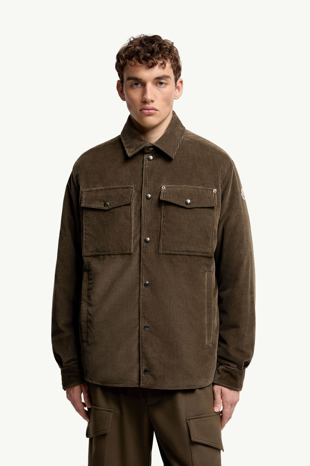 Ambroisie Corduroy Down Shirt Jacket Men Brown Moncler 3