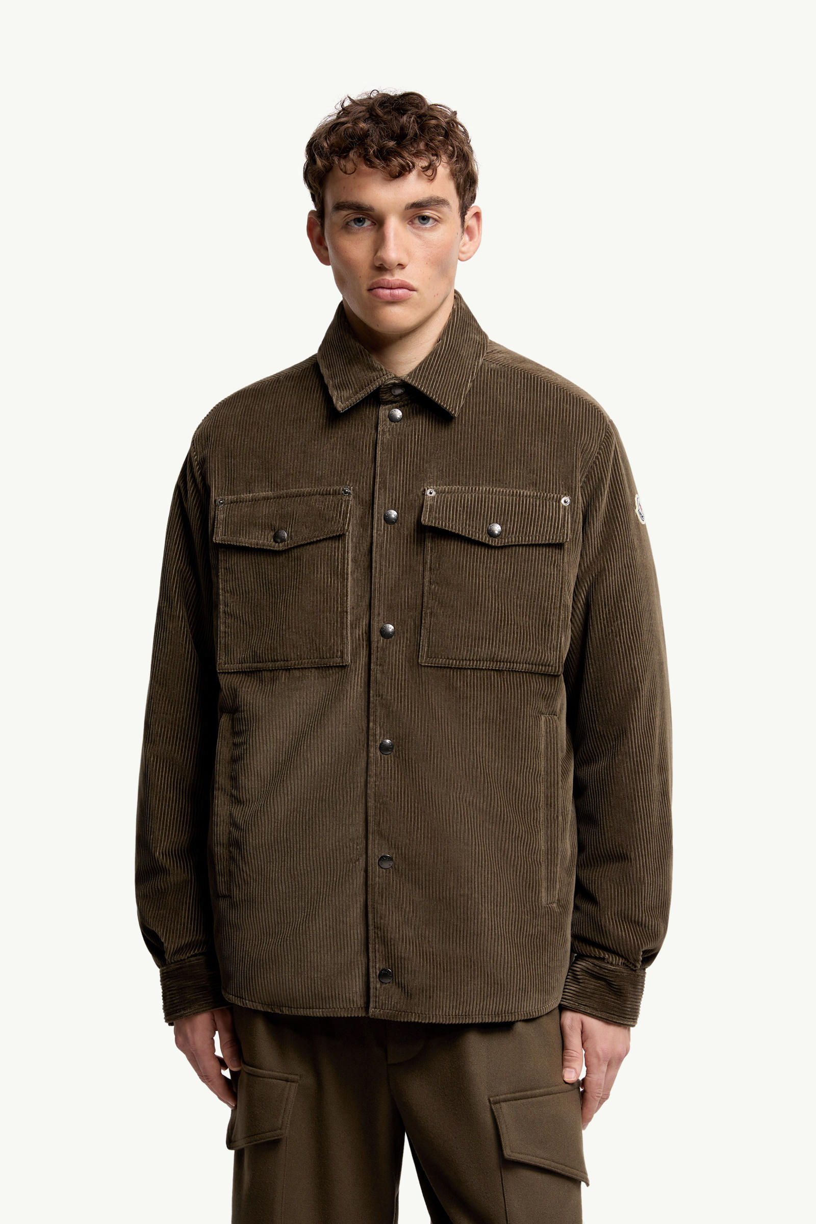 Ambroisie Corduroy Down Shirt Jacket Men Brown Moncler 3