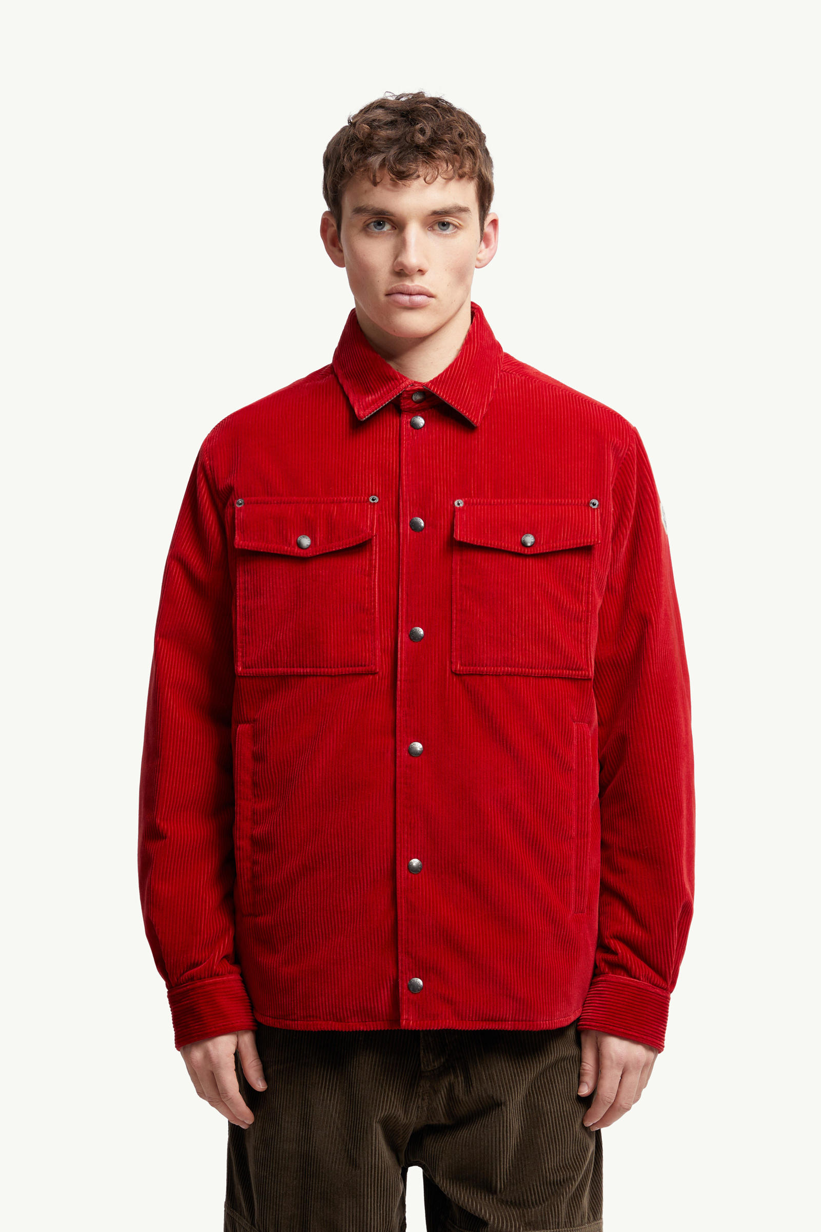 Ambroisie Corduroy Down Shirt Jacket Men Red Moncler 3