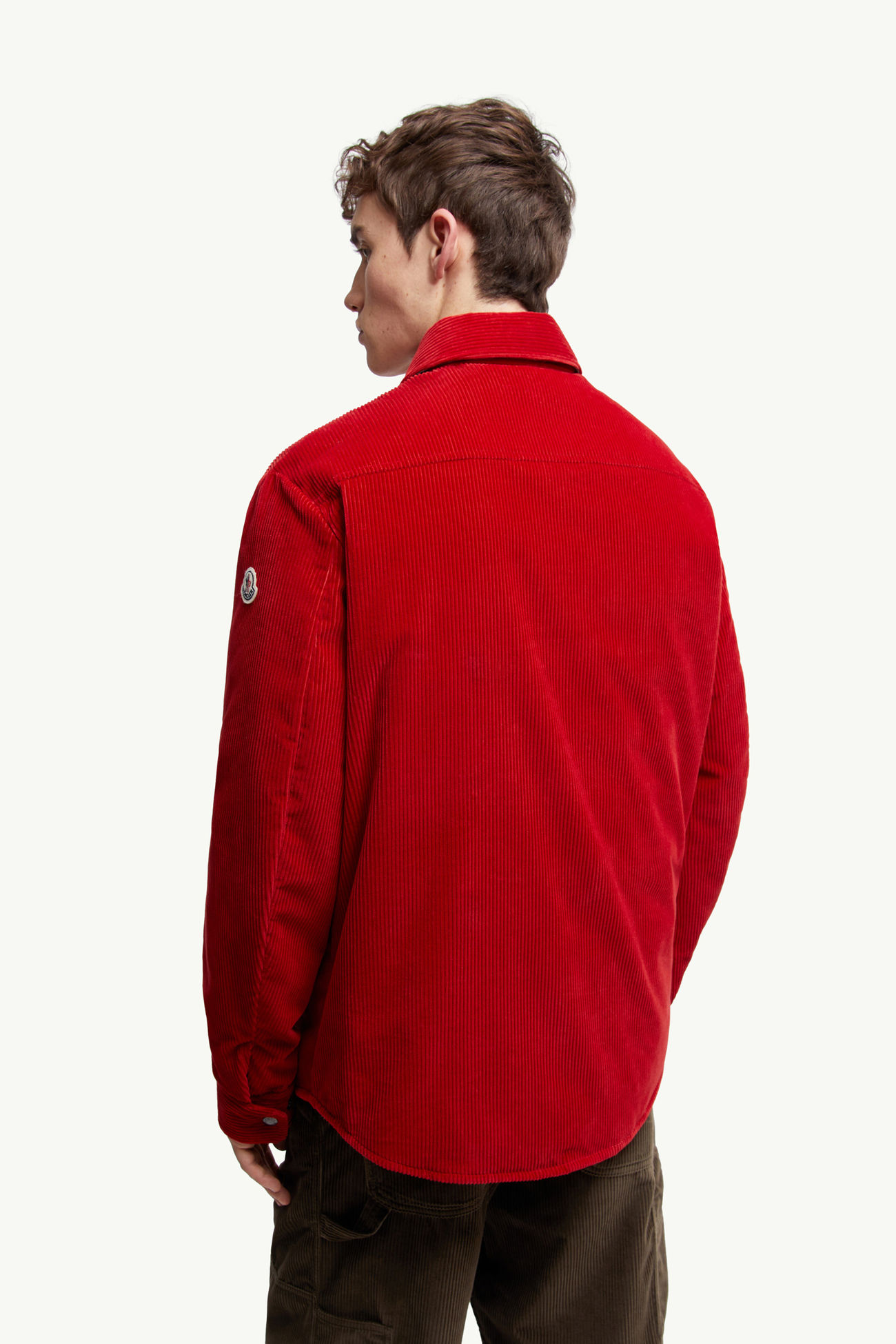 Veste-chemise matelassée Ambroisie en velours côtelé Hommes Rouge Moncler 4