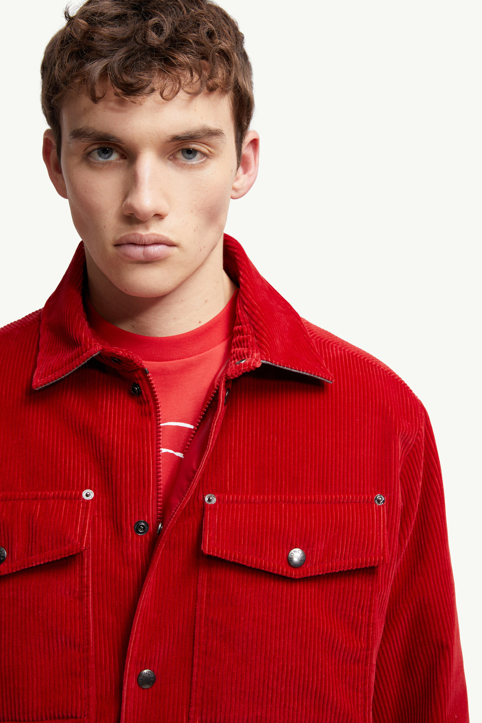 Ambroisie Corduroy Down Shirt Jacket Men Red Moncler 5