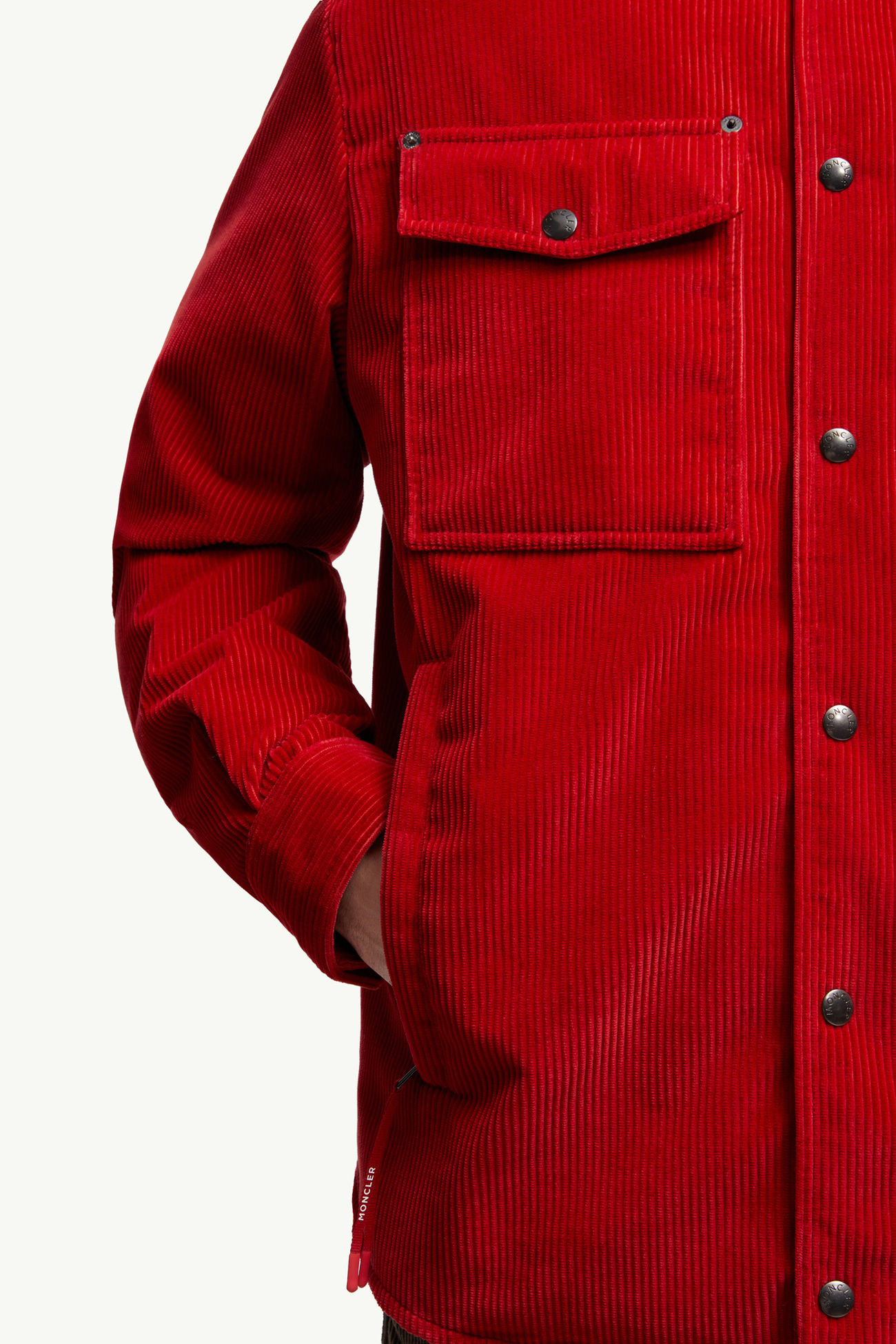 Giacca camicia imbottita Ambroisie in velluto a coste Uomo Rosso Moncler 7