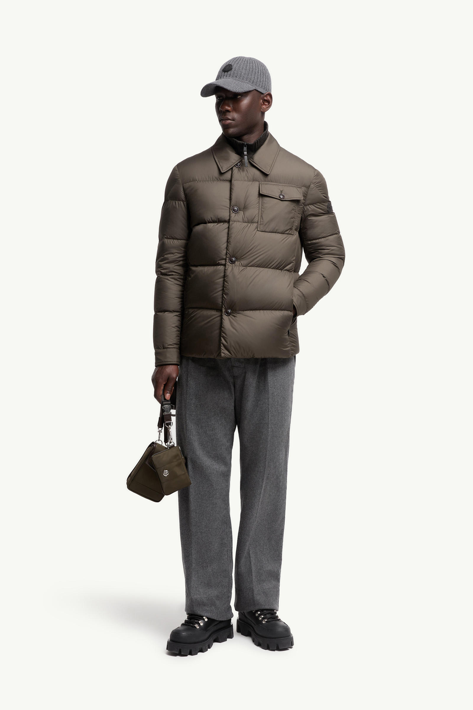 Giacca camicia imbottita Pres Uomo Verde Oliva Moncler 0