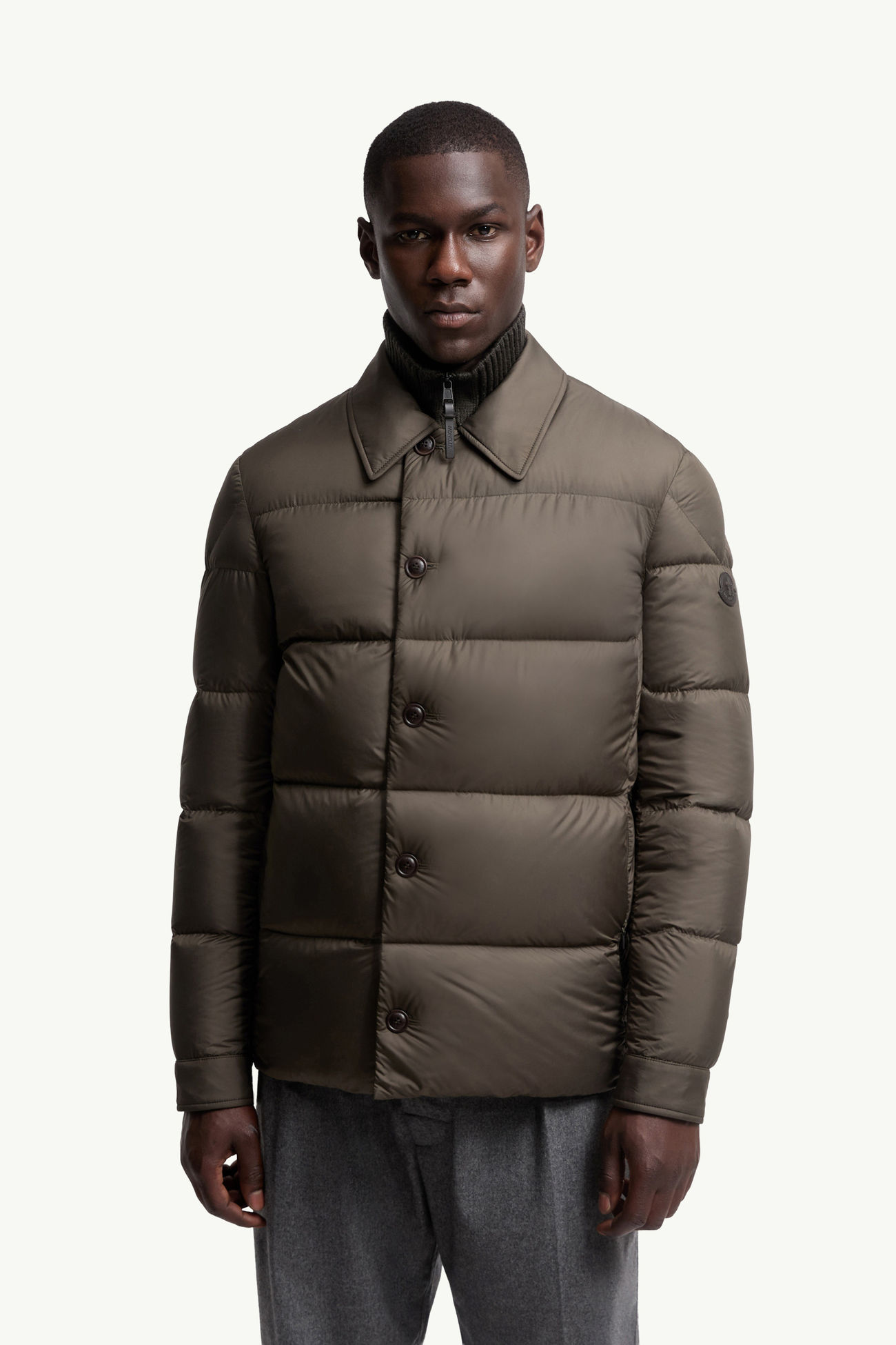 Pres 다운 셔츠 재킷 남성 올리브 그린 Moncler 3