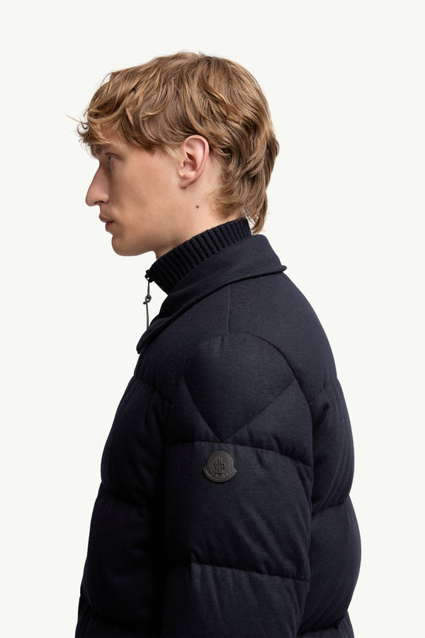 Pres Cashmere Blend Down Shirt Jacket Men Navy Blue Moncler 1