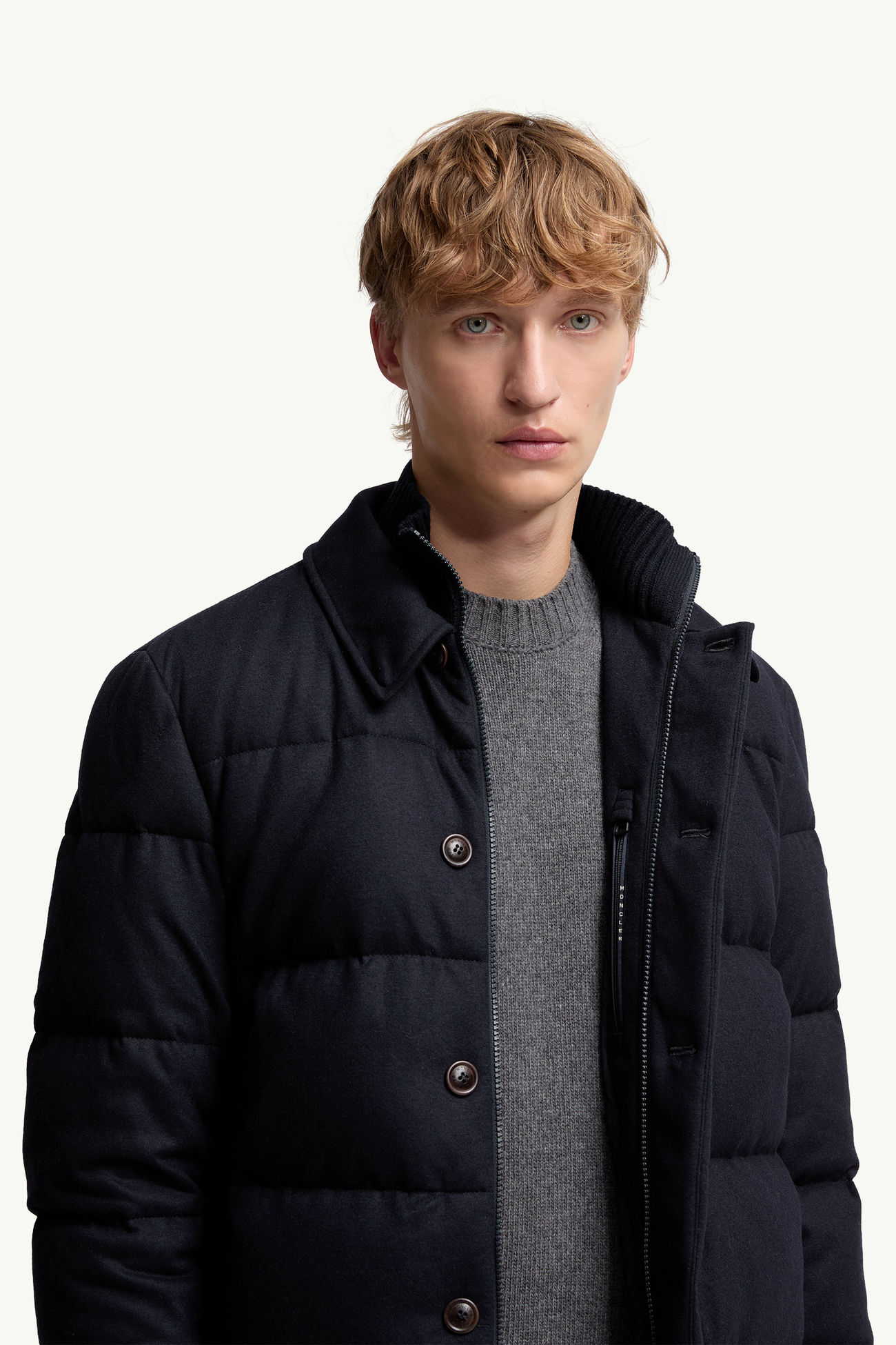 Pres Daunenhemdjacke aus Kaschmirmischung Herren Navyblau Moncler 5