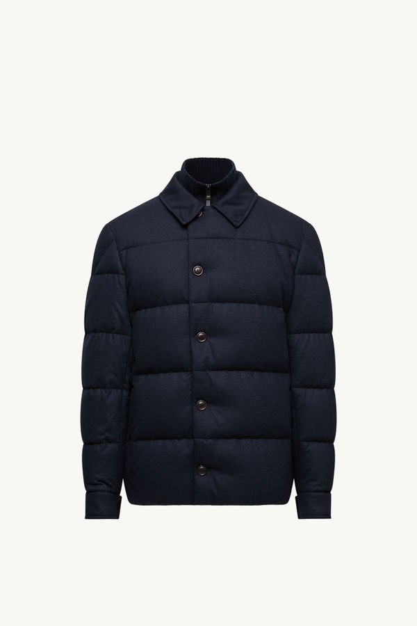 Pres Cashmere Blend Down Shirt Jacket Men Navy Blue Moncler 2