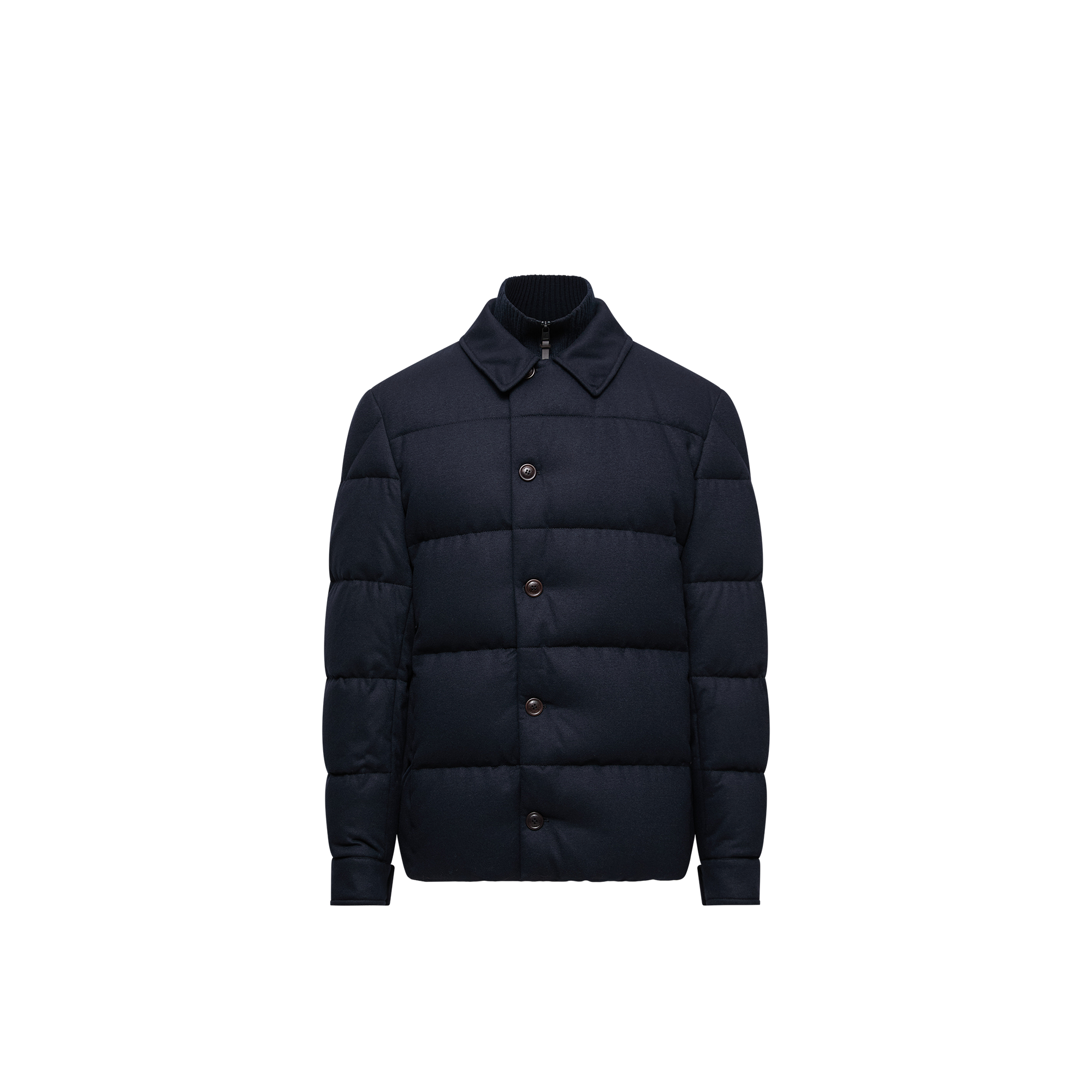 Moncler Collection Uomo Blu Moncler Pres Cashmere Blend Down Shirt Jacket, Men, Size: 7