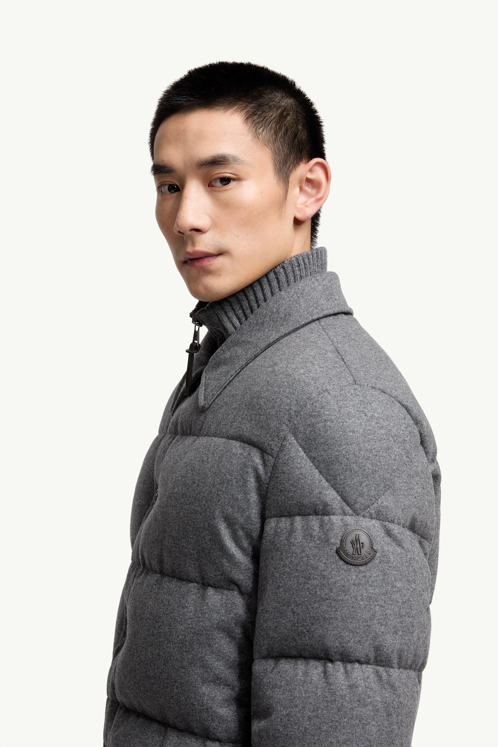 Pres Cashmere Blend Down Shirt Jacket Men Dark Gray Moncler 1
