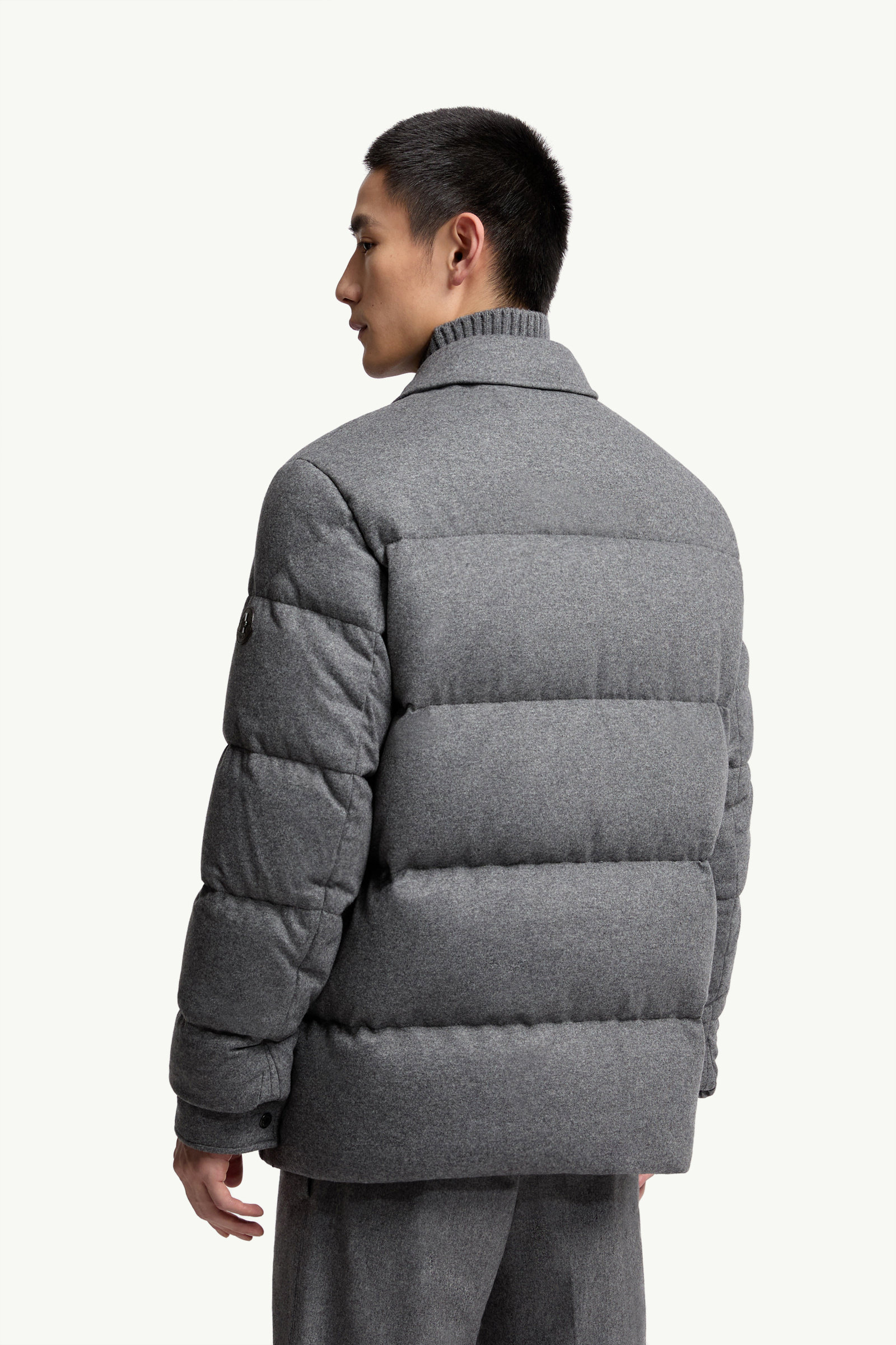 Pres Cashmere Blend Down Shirt Jacket Men Dark Gray Moncler 4