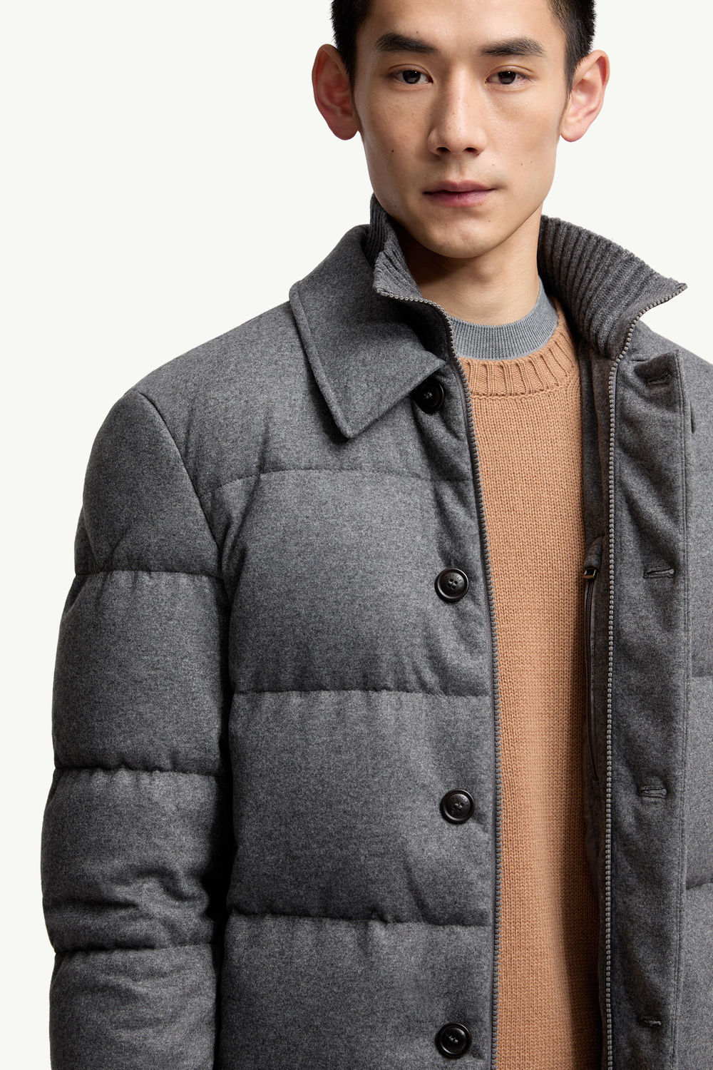 Pres Cashmere Blend Down Shirt Jacket Men Dark Gray Moncler 5