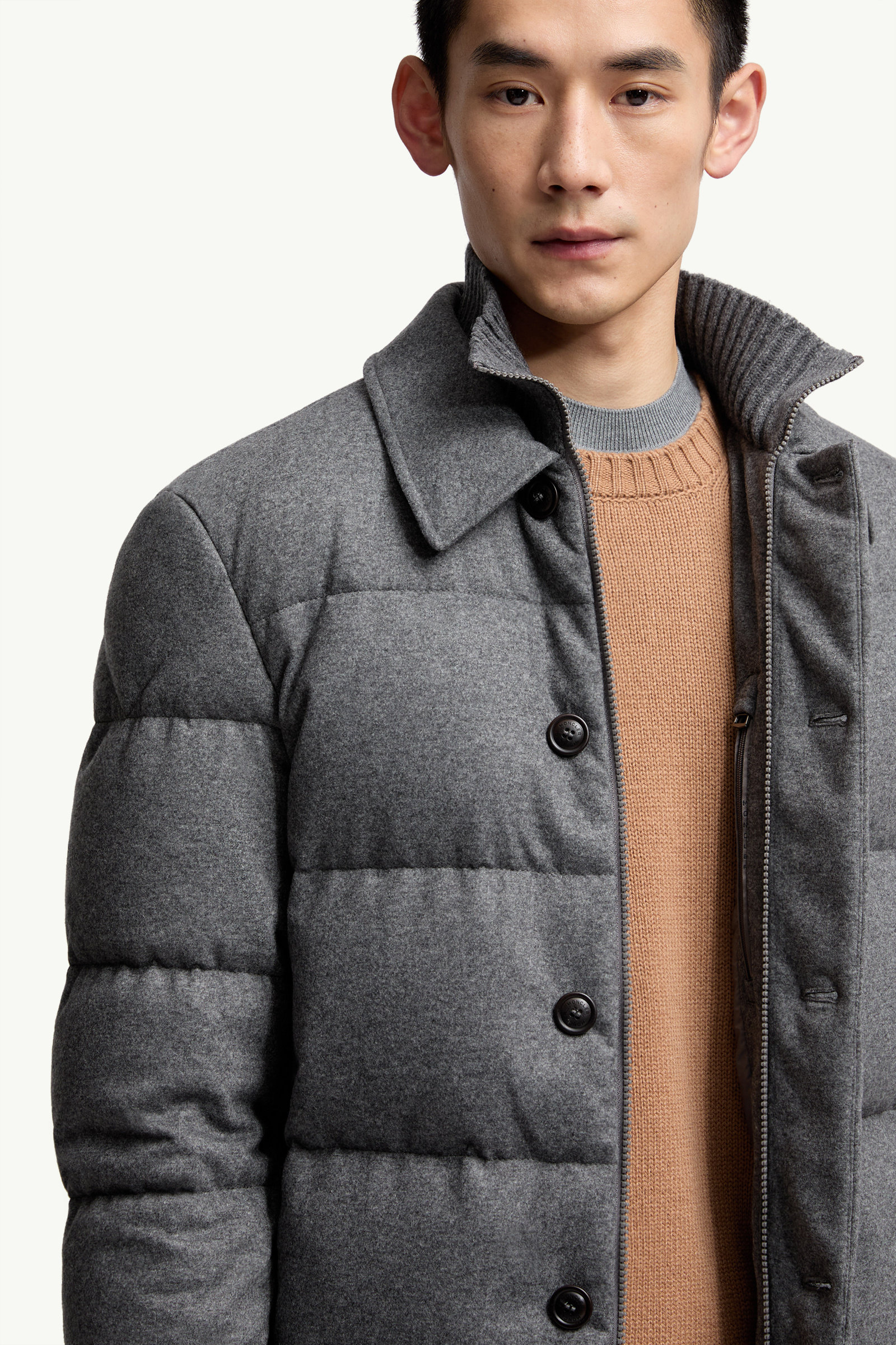 Pres Cashmere Blend Down Shirt Jacket Men Dark Gray Moncler 5
