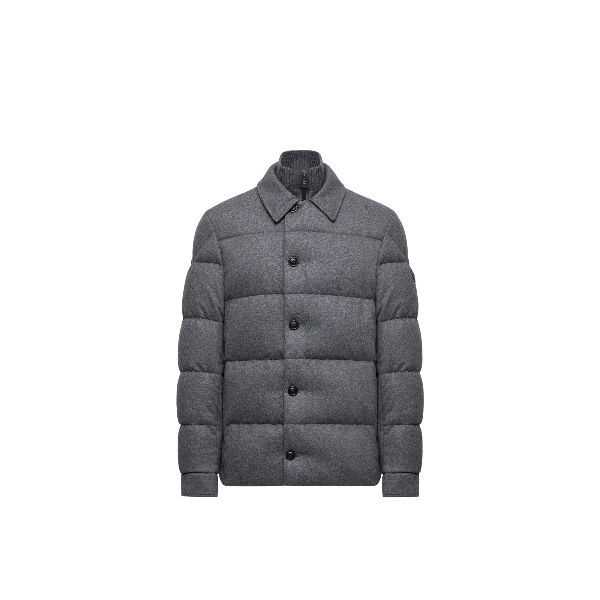 Moncler Collection Uomo Grigio Moncler Pres Cashmere Blend Down Shirt Jacket, Men, Size: 6