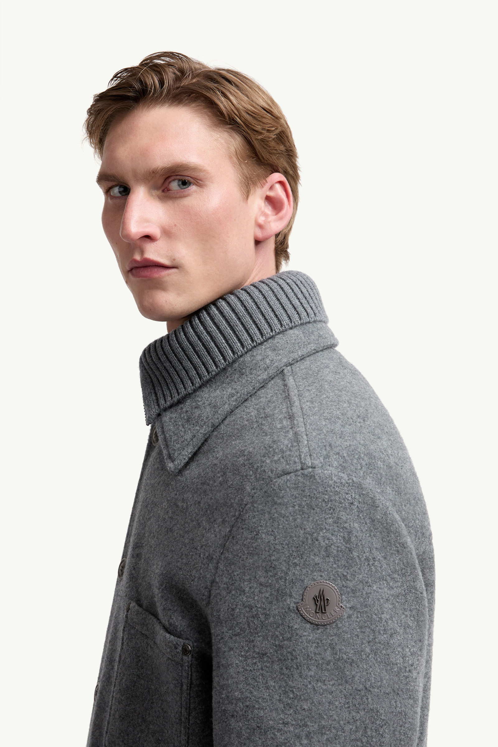 Germain Wool Down Shirt Jacket Men Gray Moncler 1