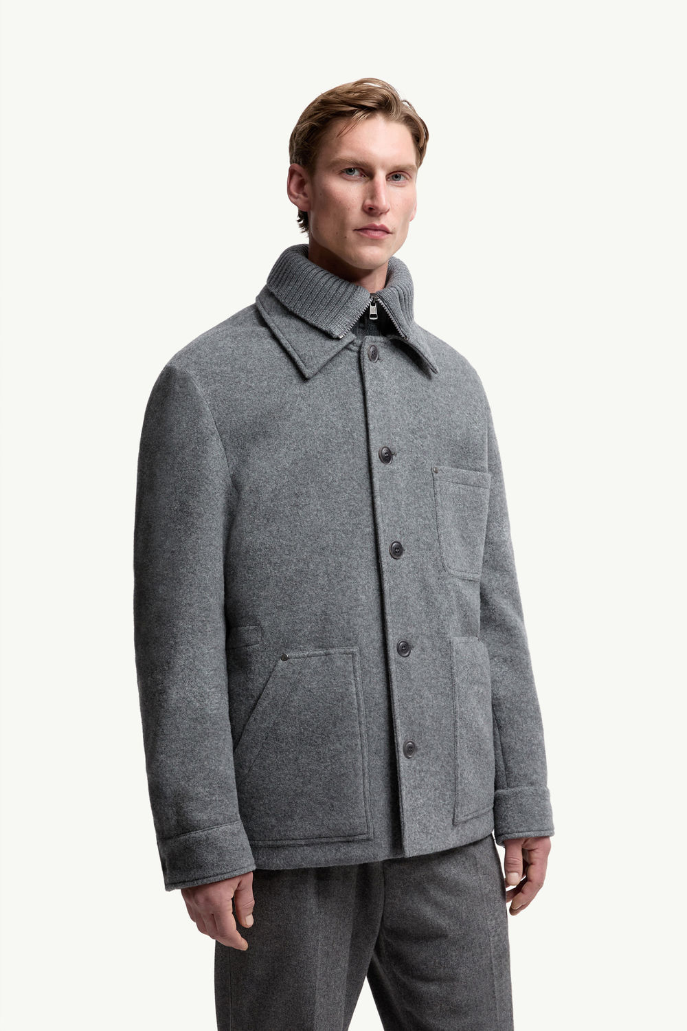 Chaqueta camisera con plumón de lana Germain Hombre Gris Moncler 3
