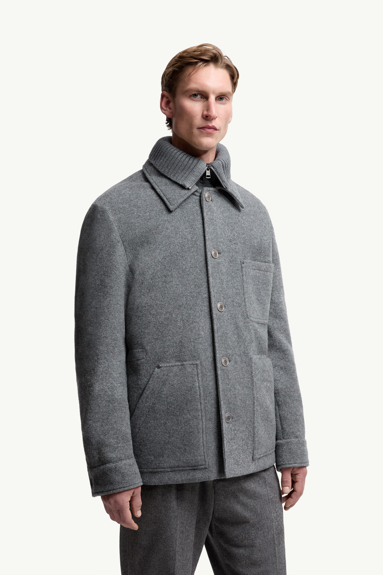Doudoune-chemise en laine Germain Hommes Gris Moncler 3