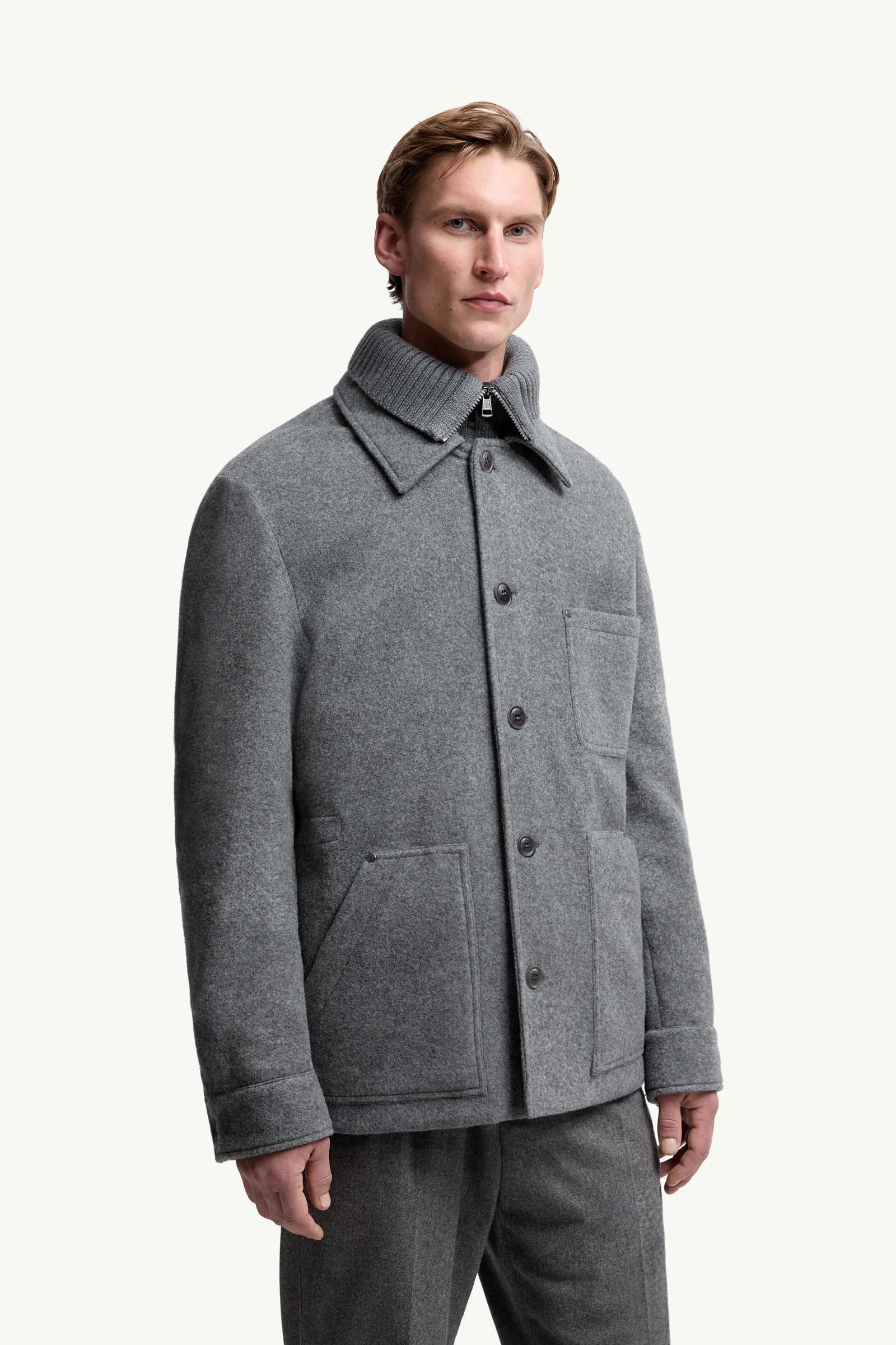 MONCLER / 長袖シャツ/--/ウール/GRY Grey Germain Wool Down Shirt Jacket - Short Down Jackets for Men