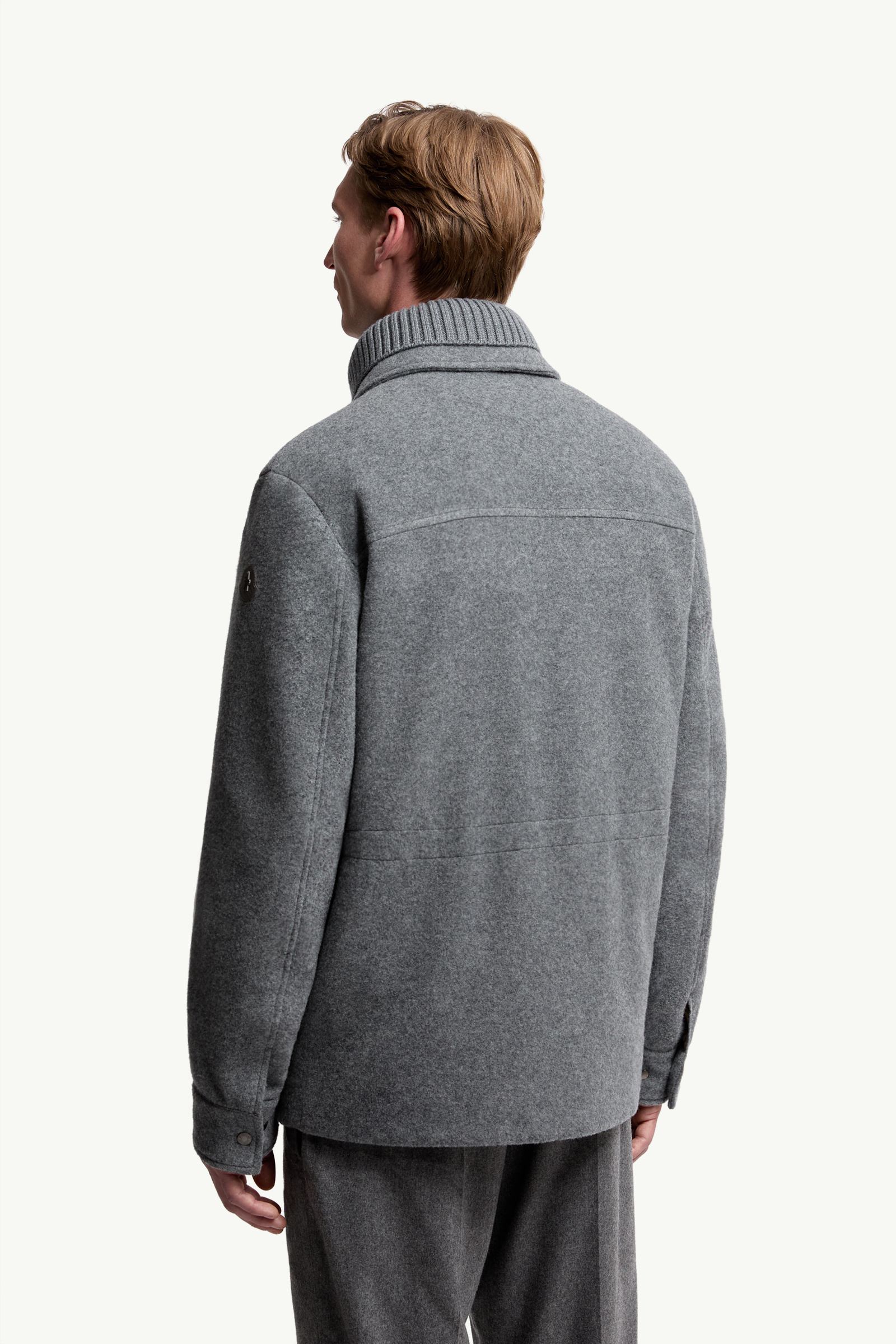 Grey Germain Wool Down Shirt Jacket - Short Down Jackets for Men